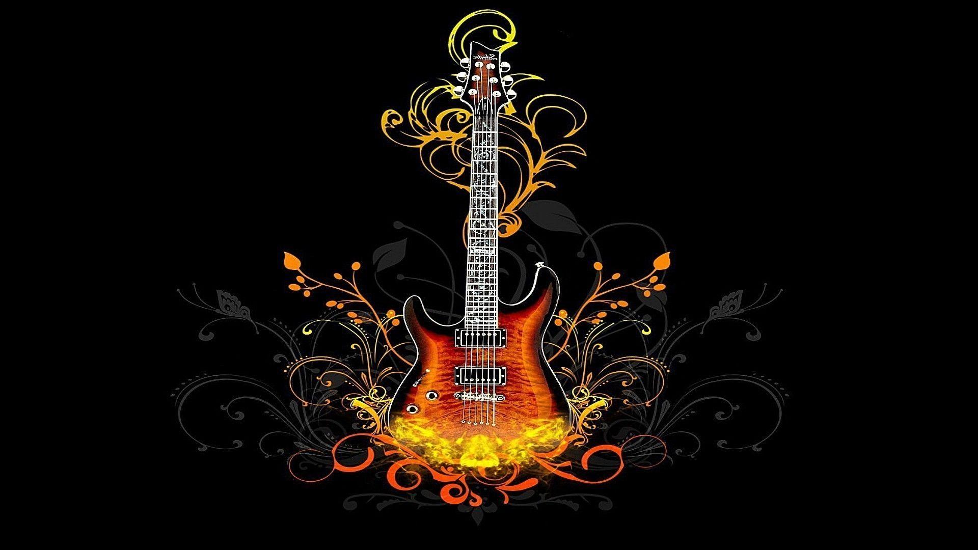 1920x1080 Fire Guitar Wallpaper