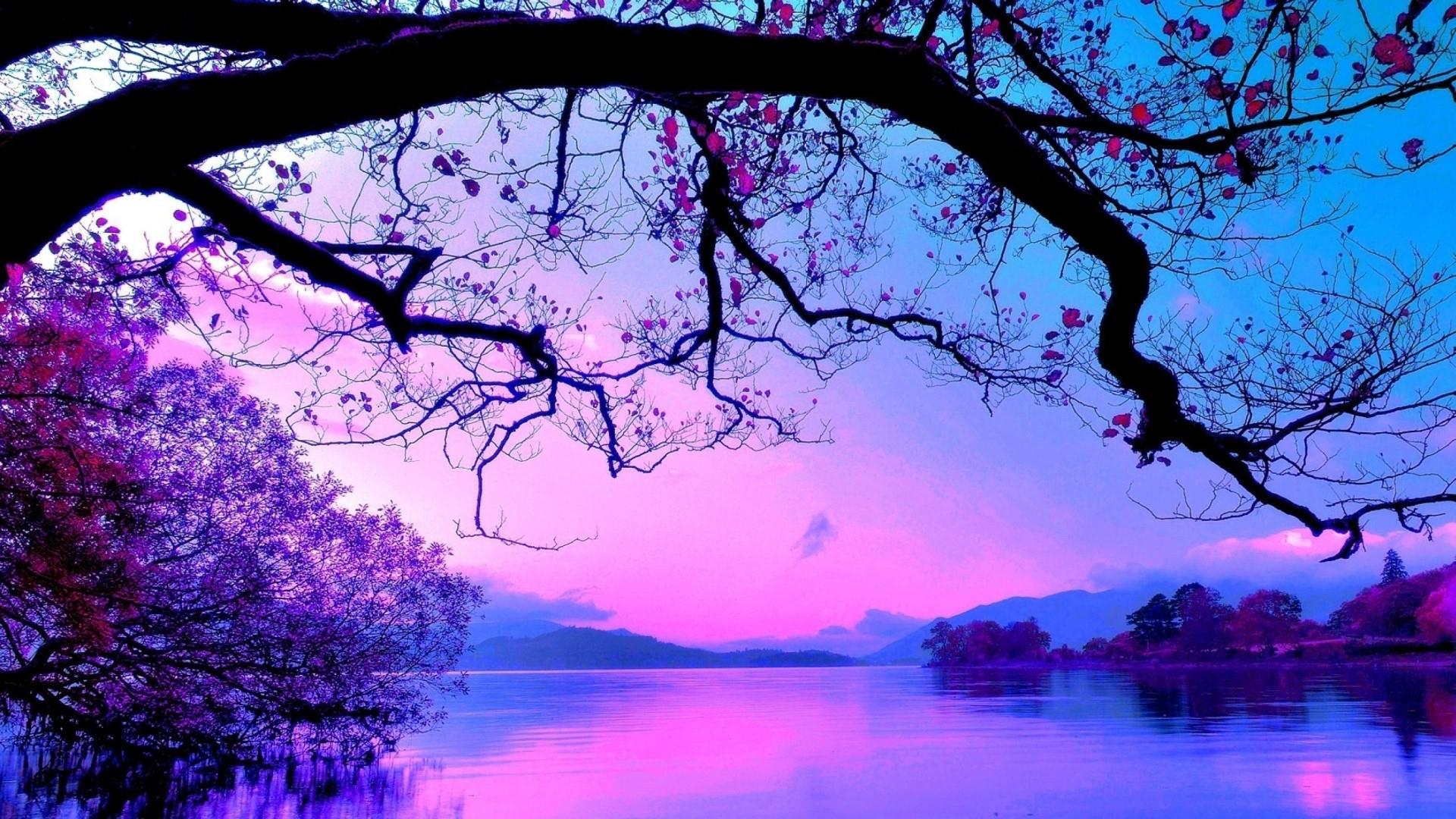1920x1080 Purplish Blue Landscape Wallpaper And Blue Landscape
