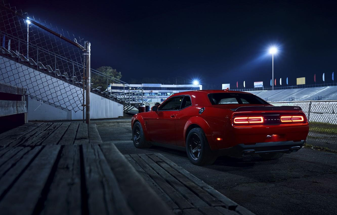 1332x850 Wallpaper Challenger, red, sportcar, Night, musclecar, SRT, Demon image for desktop, section dodge