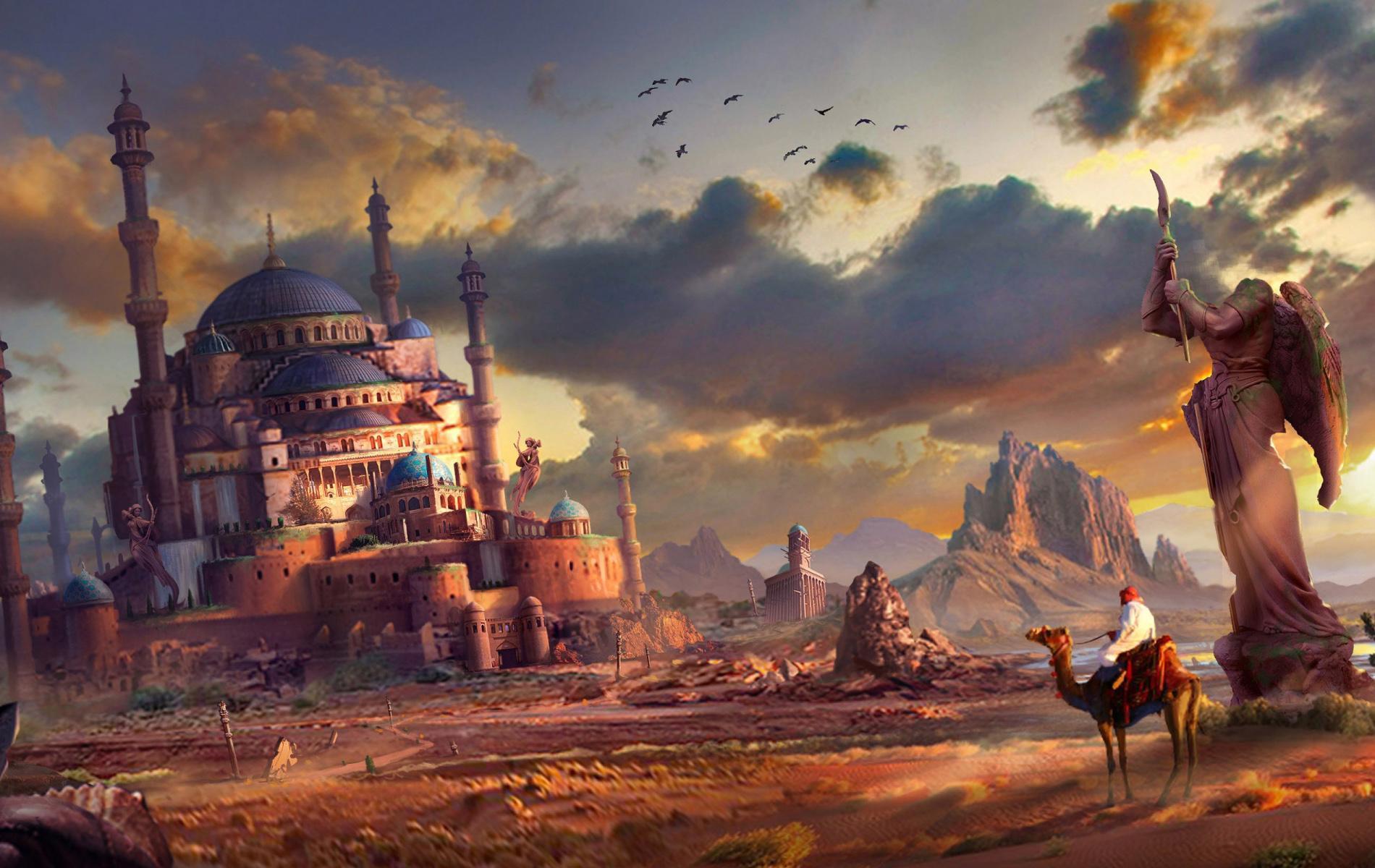1900x1200 Download Wallpaper, Download 1900x1200 1900x1200 px artwork Desert digital art fantasy Art Statue People HD Wallpaper, Hi Res People Wallpaper, High Definition Wallpaper