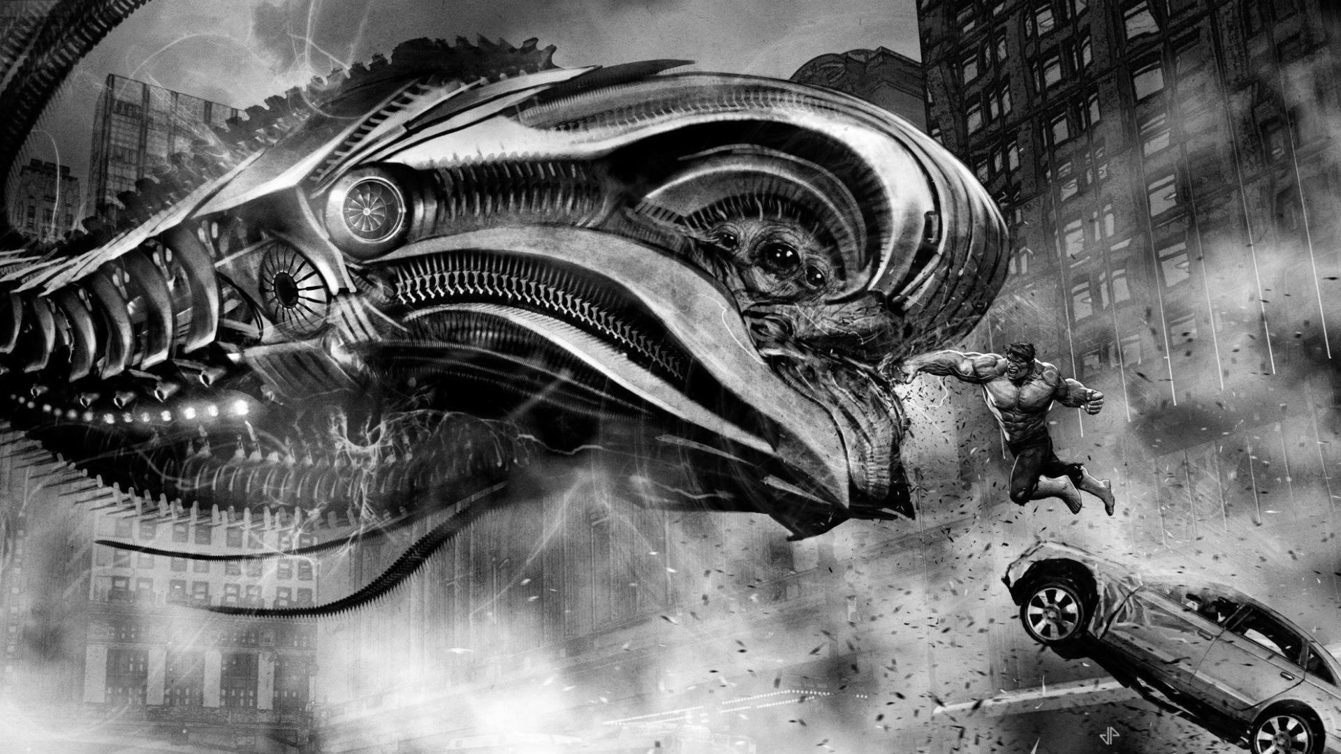 1920x1080 Hulk, The Avengers, Monochrome, Fantasy Art, Concept Art Wallpaper HD / Desktop and Mobile Background