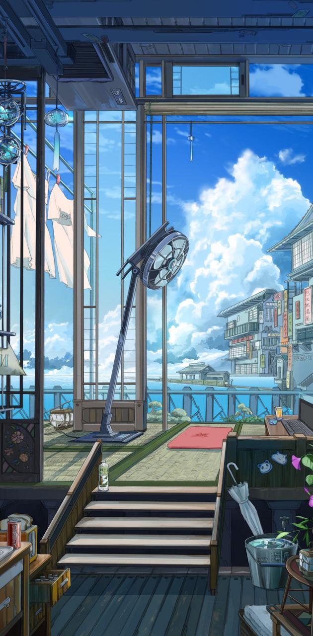 630x1280 Summer Anime Scenery wallpaper