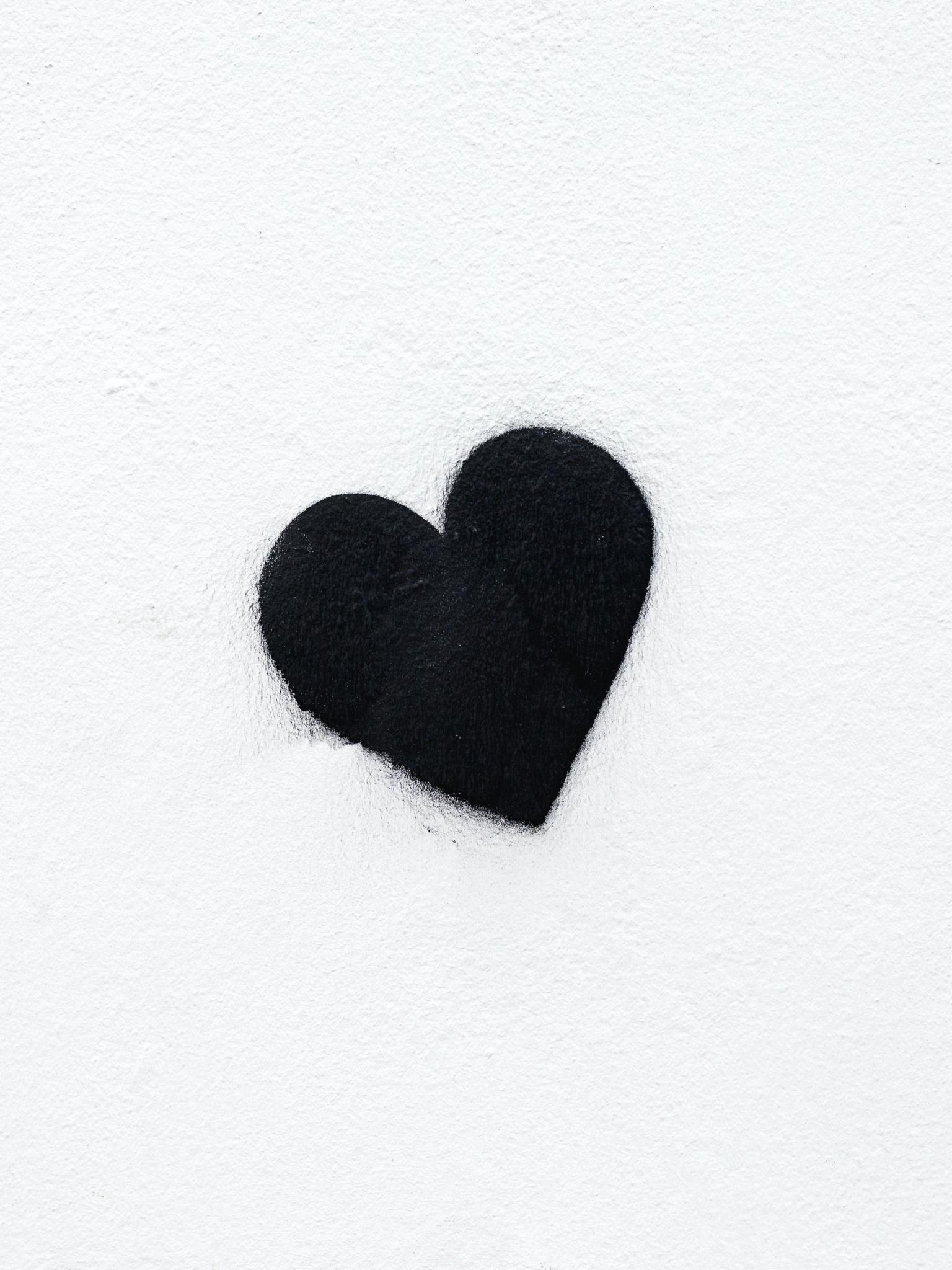 1536x2048 Black heart Wallpaper 4K, Love heart, White background, Monochrome, 5K, Love