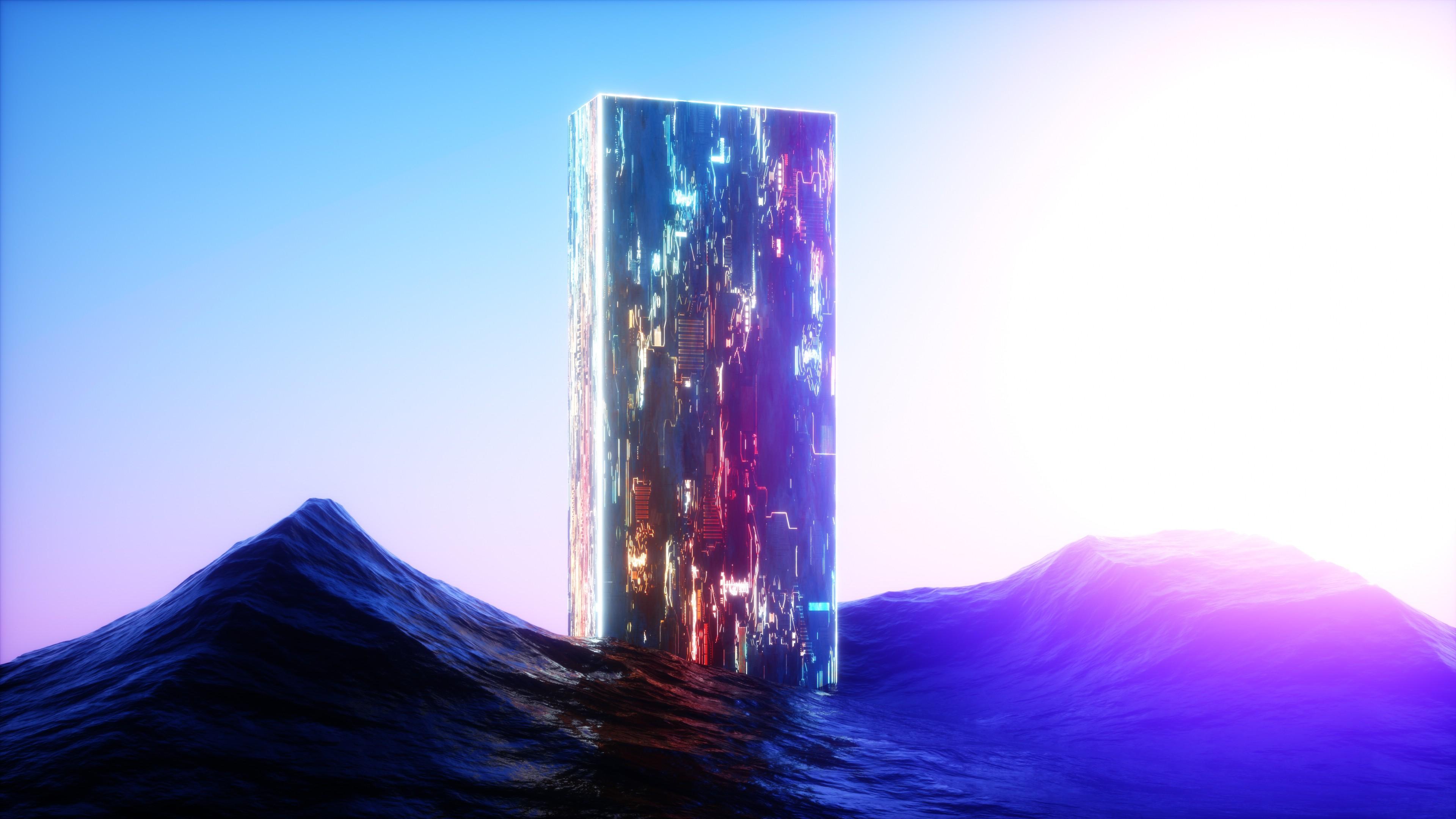 3840x2160 Neon Mountains 4K Wallpaper