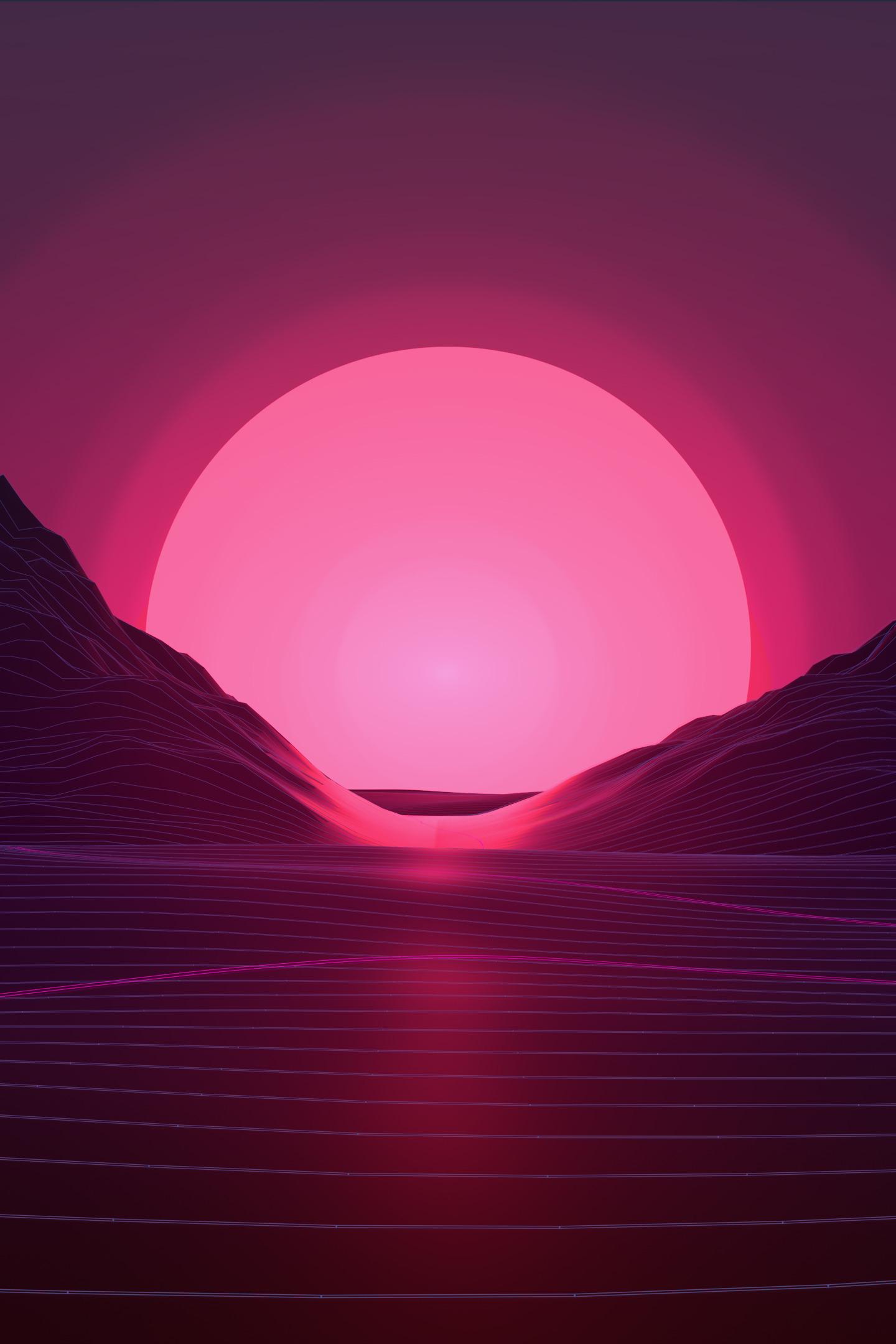 1440x2160 Download 1440x2960 wallpaper sunset, mountains, neon pink, abstract, samsung galaxy s samsung galaxy s8 plus, 1440x2960 HD image, background, 1536