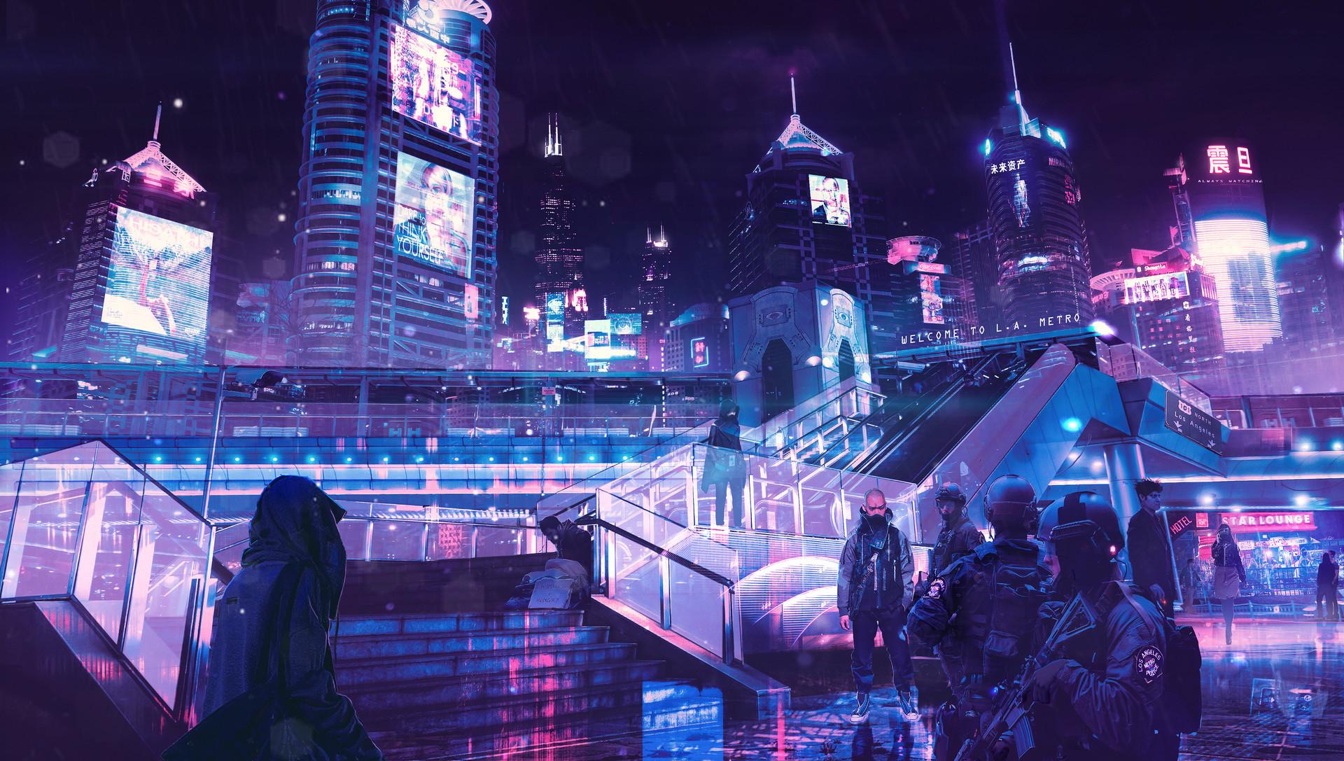 1920x1087 cyberpunk, Neon, Rain Wallpaper HD / Desktop and Mobile Background
