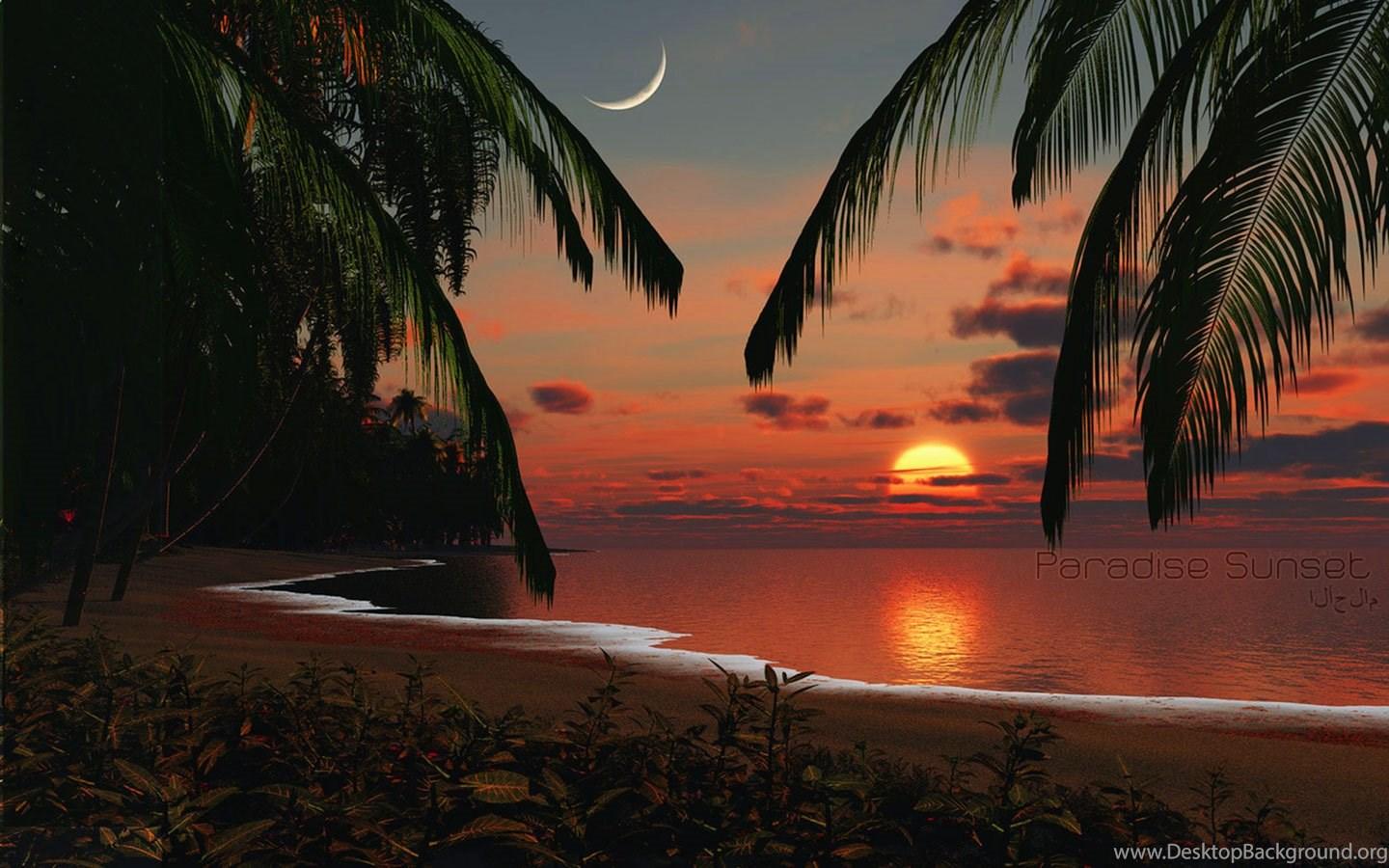 1440x900 Tropical Island Sunset Wallpaper. Desktop Background