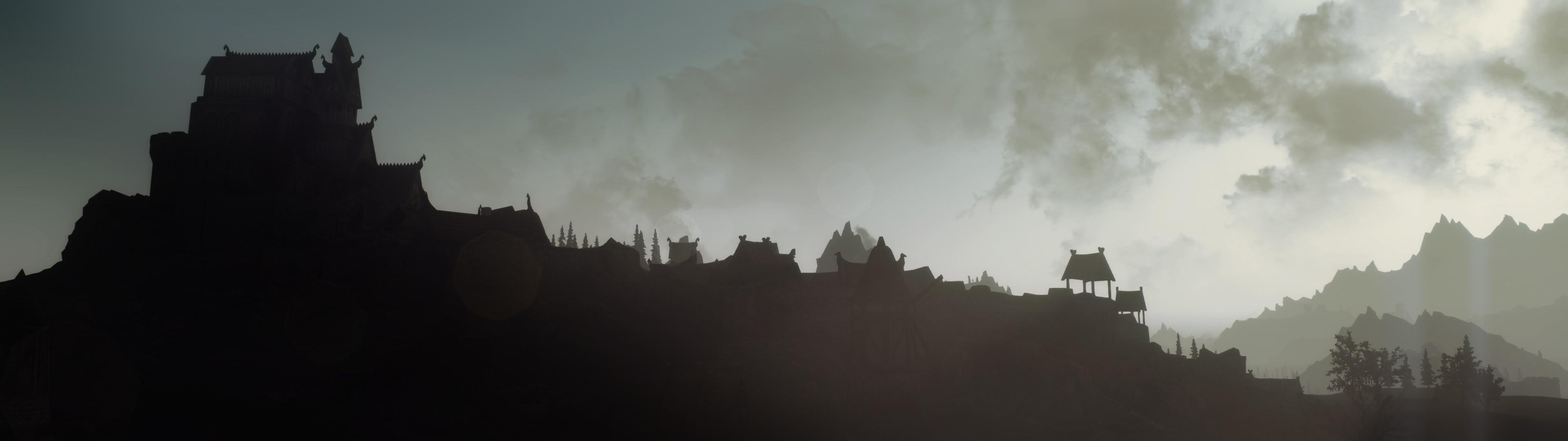 3840x1080 landscape, Multiple Display, The Elder Scrolls V: Skyrim, Whiterun Wallpaper HD / Desktop and Mobile Background
