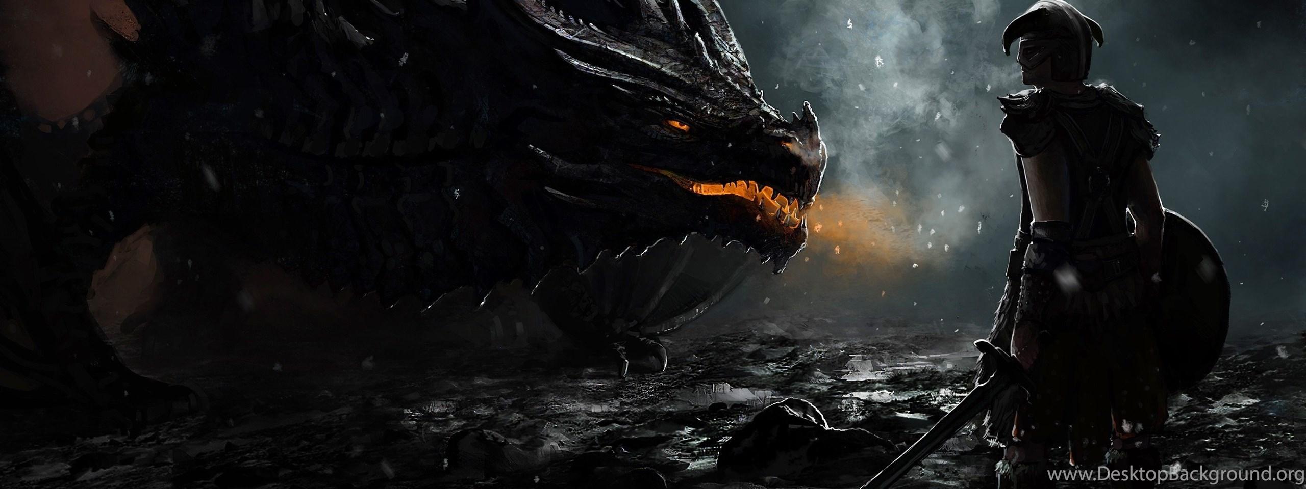 2560x960 The Elder Scrolls V: Skyrim, Dragon Wallpaper HD / Desktop And. Desktop Background
