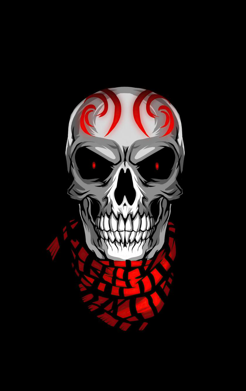 840x1336 Download 840x1336 wallpaper skull with scarves, red eyes, minimal, iphone iphone 5s, iphone 5c, ipod touch, 840x1336 HD image, background, 25637