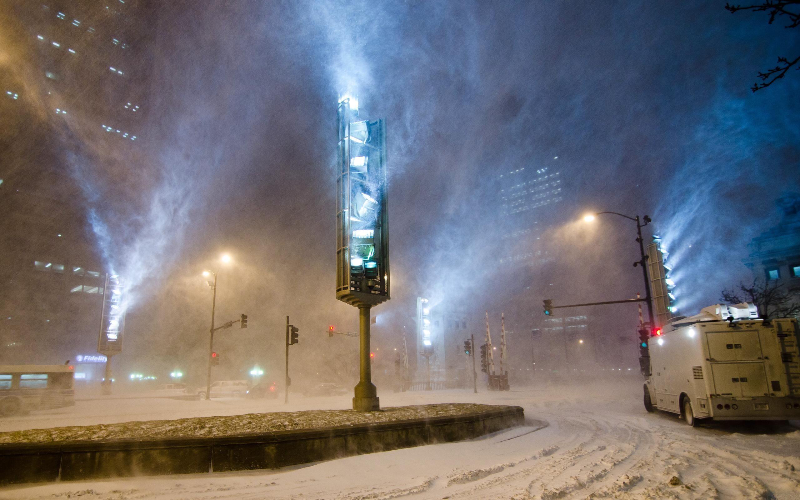 2560x1600 roads, Winter, Storm, Snow, Flakes, Blizzard, Lights, Lamp, Traffic Wallpaper HD / Desktop and Mobile Background