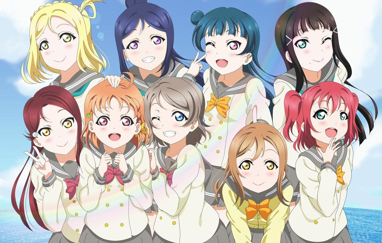 1332x850 Wallpaper summer, girls, group, Love Live School Idol Project, Living love image for desktop, section сёнэн