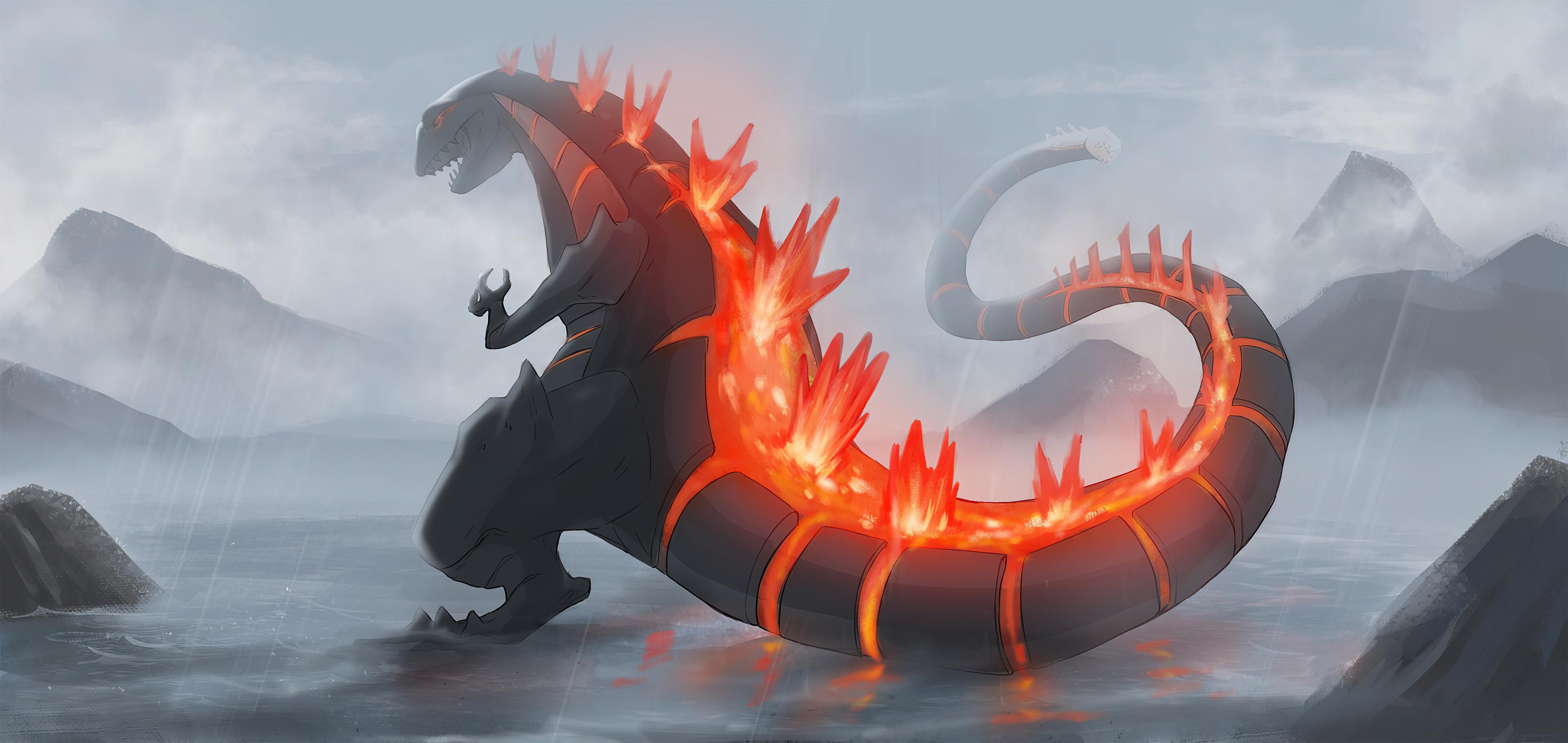 3840x1819 Fantasy Godzilla HD Wallpaper