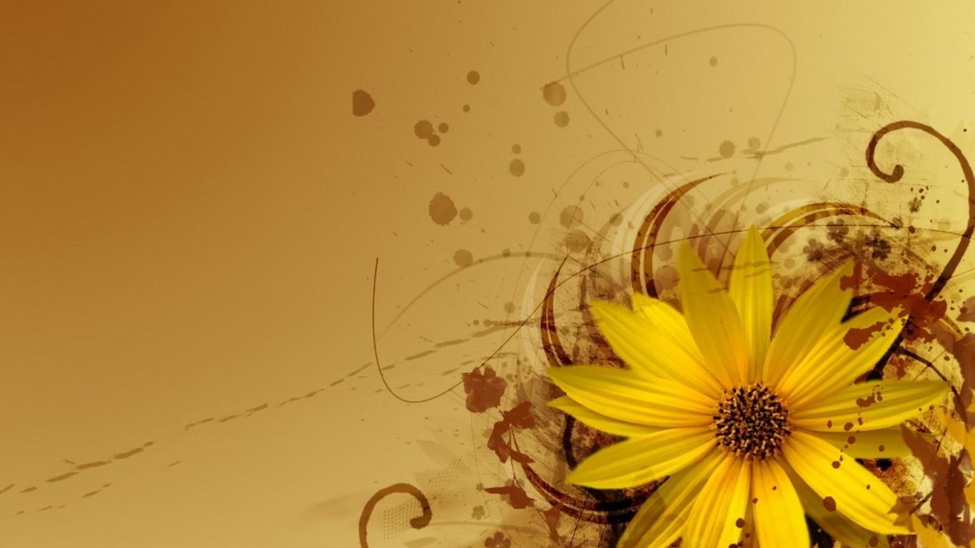 1366x768 Yellow Flower Abstract desktop PC and Mac wallpaper