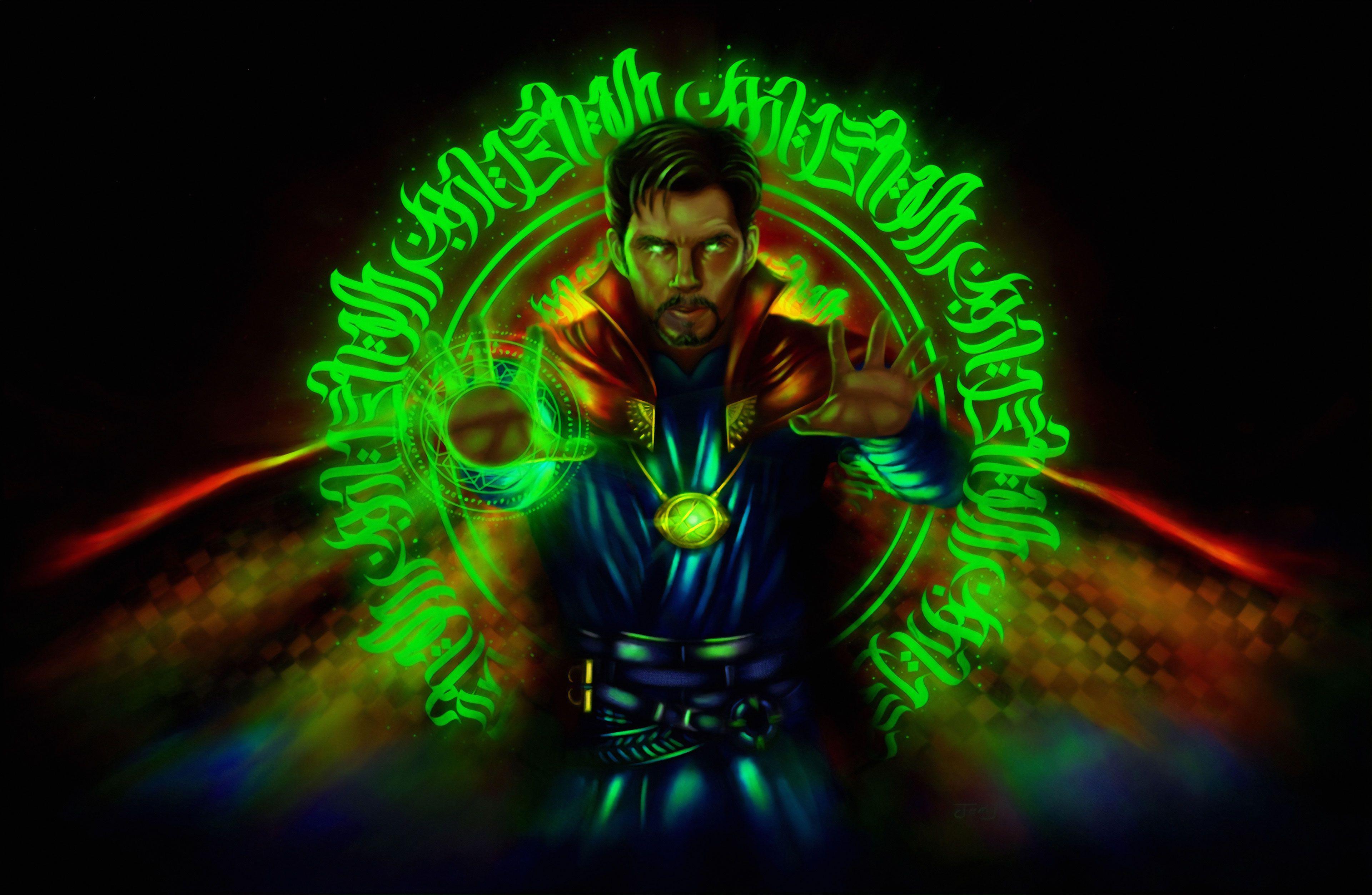 3840x2504 Dr Strange Neon Wallpaper