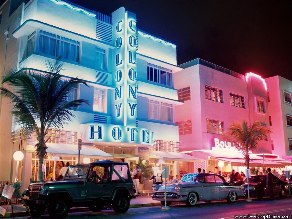 1024x768 Desktop Wallpaper Other Background All Lit Up, Miami