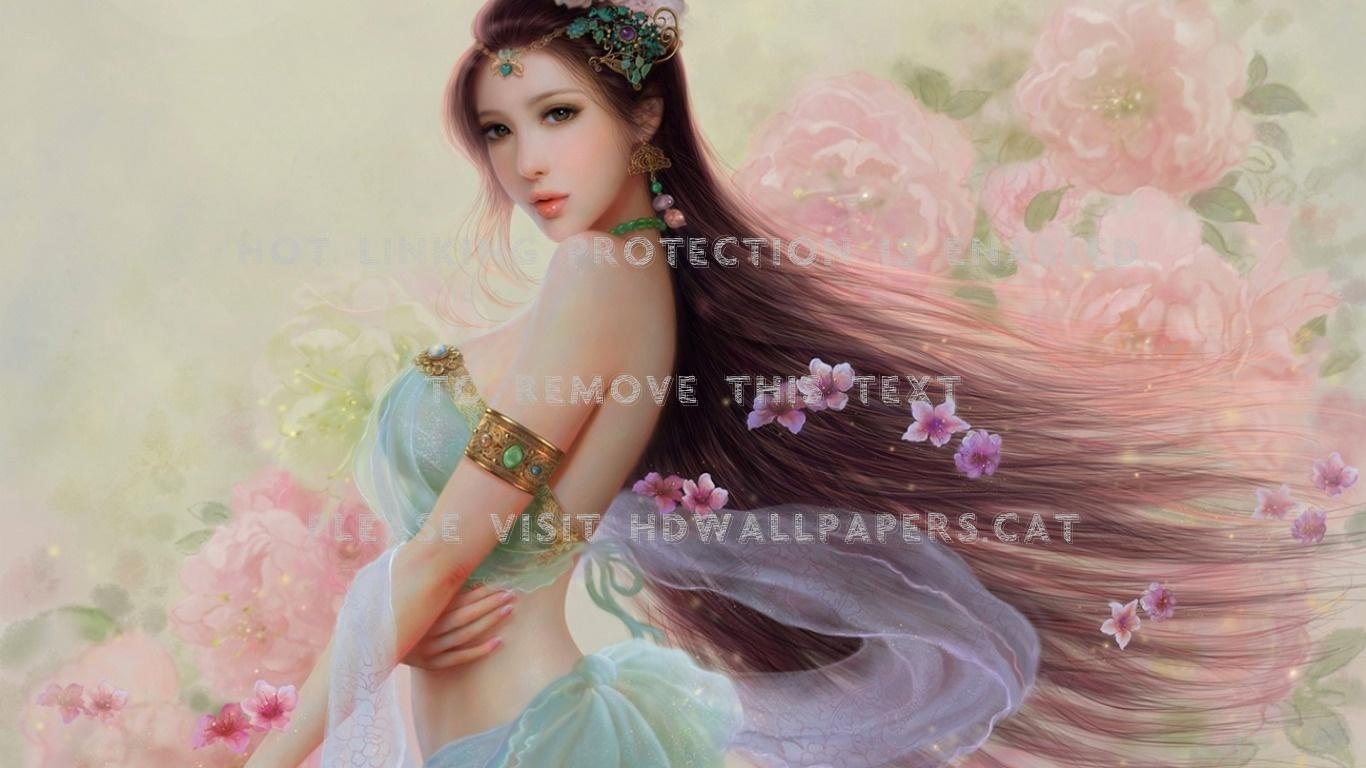 1366x768 beauty fantacy flowing hair girl abstract