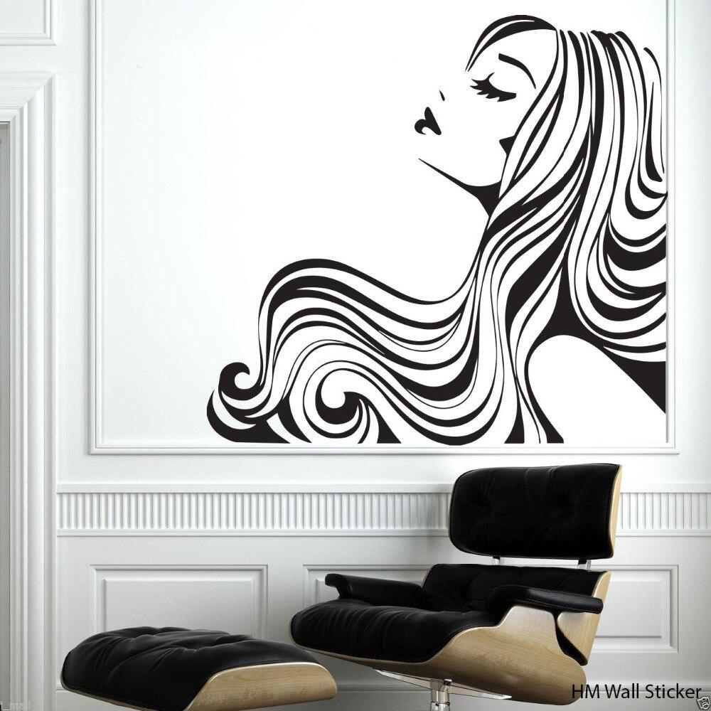 1000x1000 Flowing Hair Removable Wall Stickers Vinyl Decal For Home Or Beauty Salon Waterproof Wallpaper High Quality Poster Mural SA465 Deal AB61