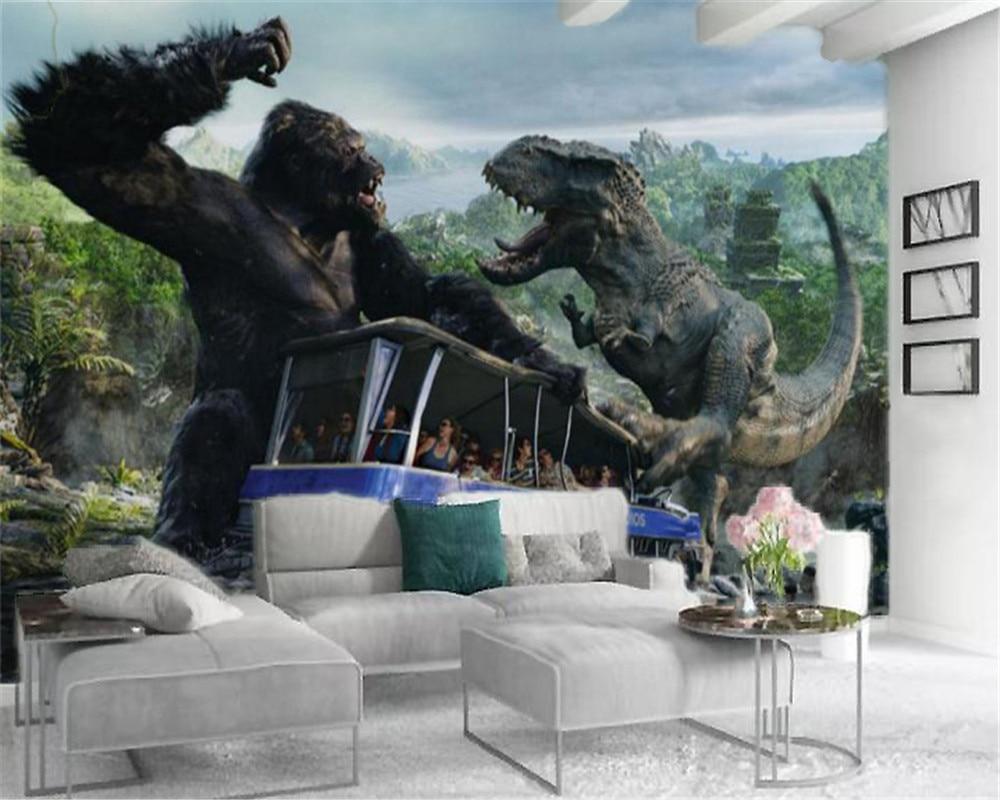 1000x800 Custom Photo 3D Wallpaper Rainforest Dinosaur Gorilla King Kong TV Background Wall HD Digital Printing Moisture proof Wall paper. Wallpaper