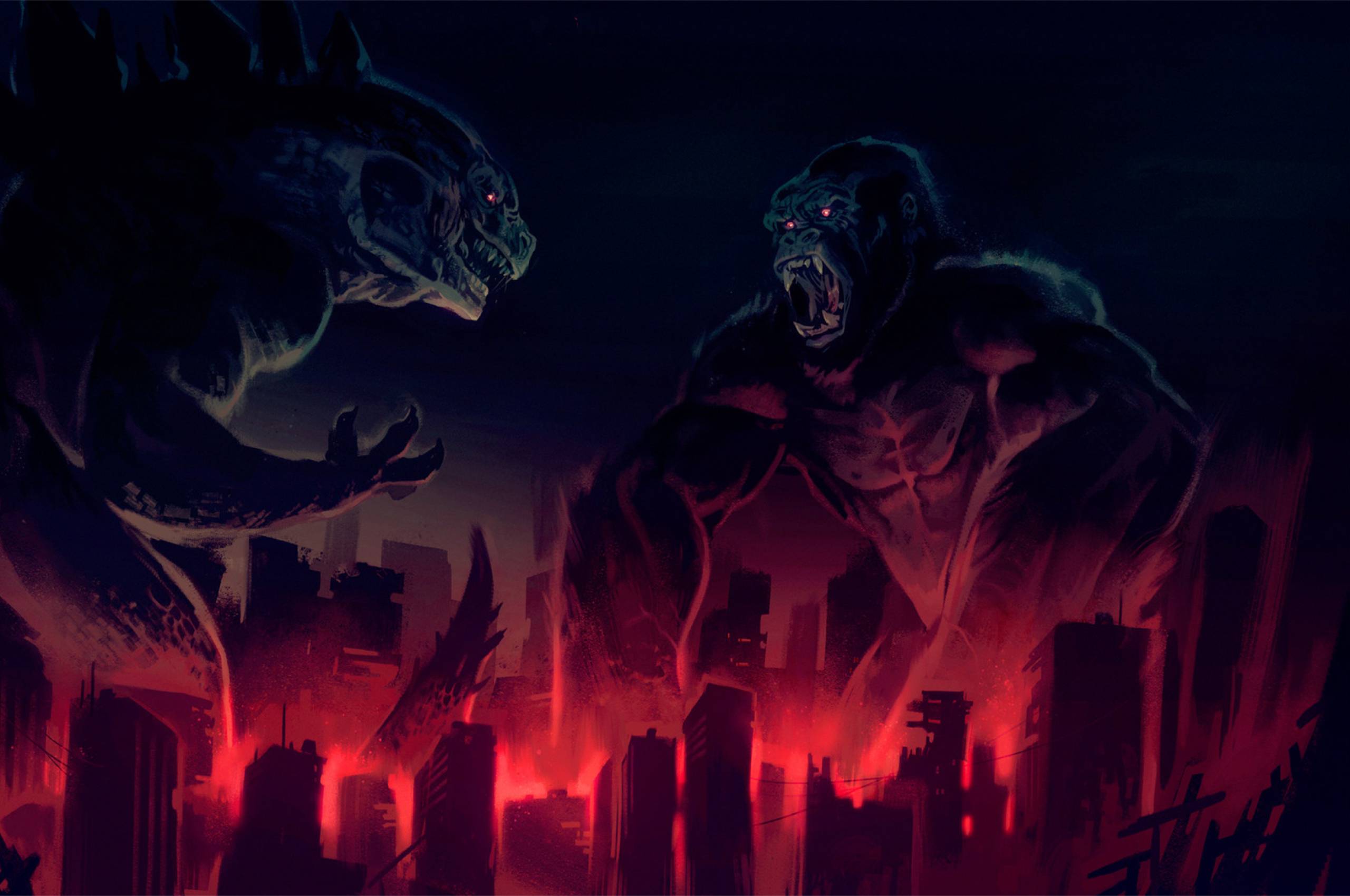 2560x1700 King Kong vs Godzilla Artwork Chromebook Pixel Wallpaper, HD Artist 4K Wallpaper, Image, Photo and Background