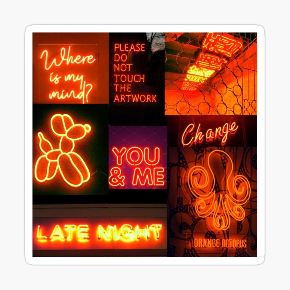 1000x1000 Orange Neon Lights Aesthetic Collage Poster