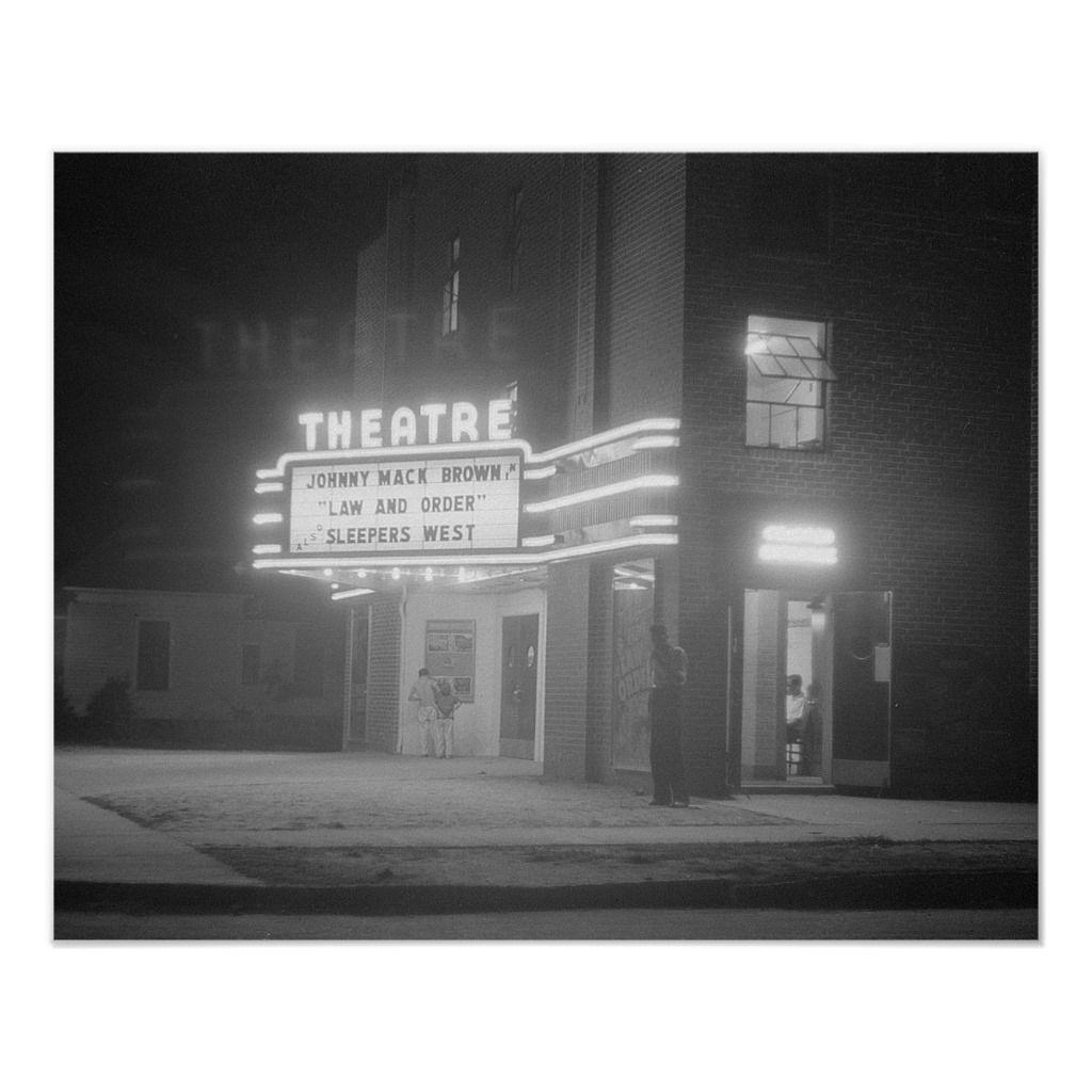1024x1024 Movie Theater at Night, 1941. Vintage Photo Poster. Zazzle.com. Vintage hollywood movie posters, Movie theater, Photo posters