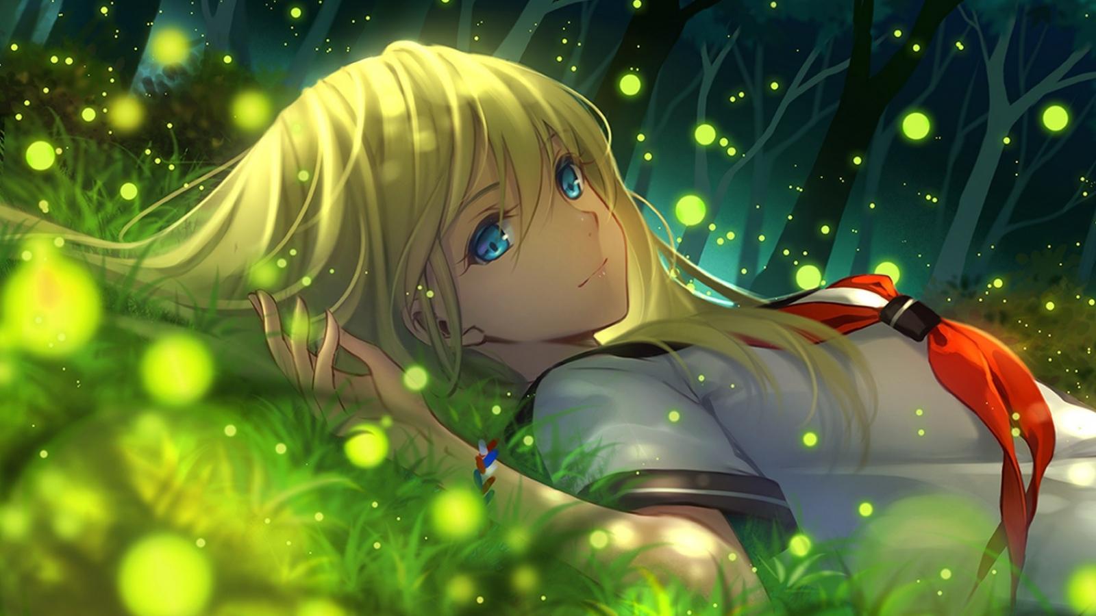 1600x900 Download 1600x900 wallpaper beautiful anime girl, relaxed, outdoor, widescreen 16: widescreen, 1600x900 HD image, background, 25388