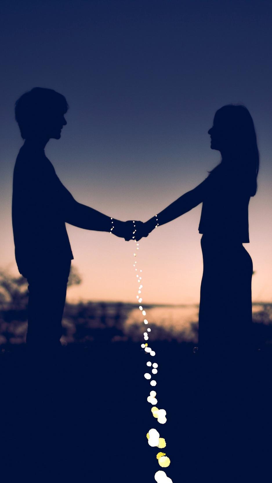 938x1668 Wallpaper Couple, Love, Silhouettes, Happiness Wallpaper Love Couple
