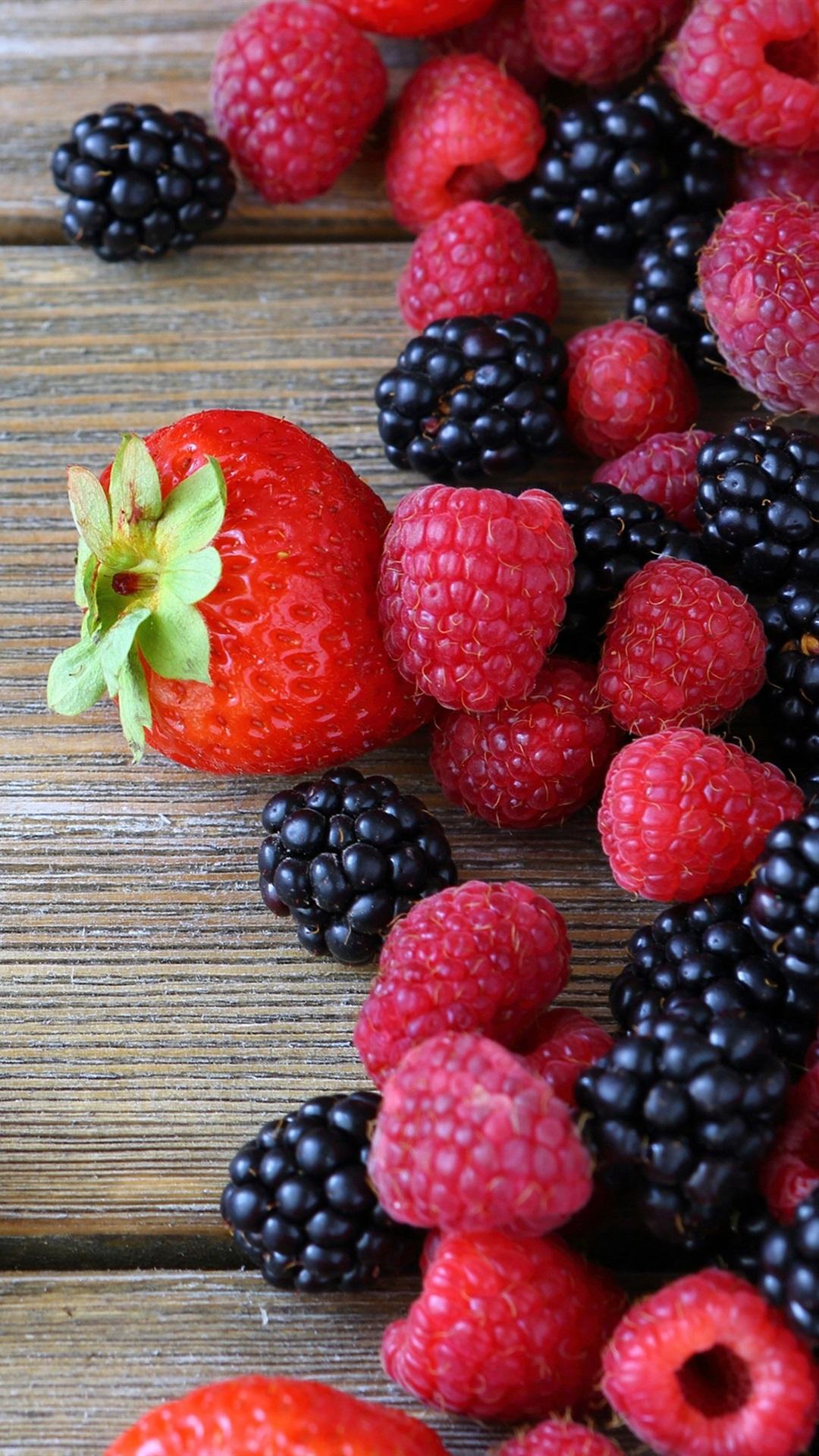 1080x1920 Wallpaper Fruit berries, raspberry, blackberry, strawberry, wood board 3840x2160 UHD 4K Picture, Image