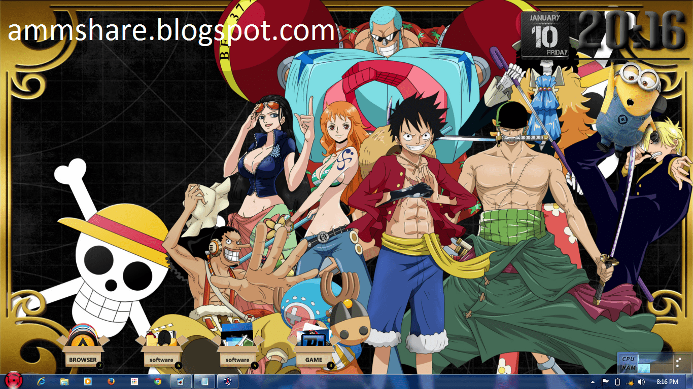 1366x768 Theme Windows 7 Anime One Piece