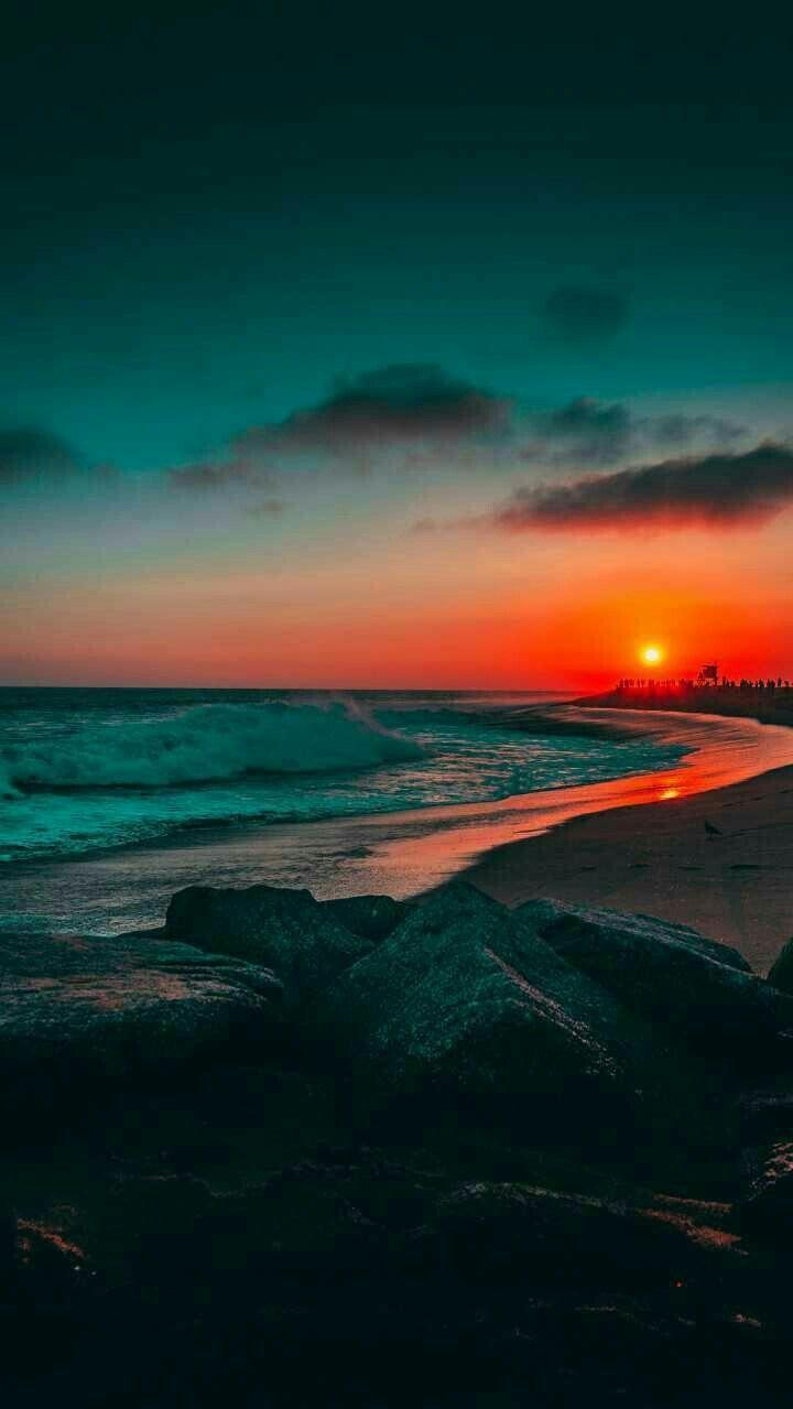 720x1279 Teal and orange sunset. Sunset wallpaper, Beach wallpaper, Nature photography