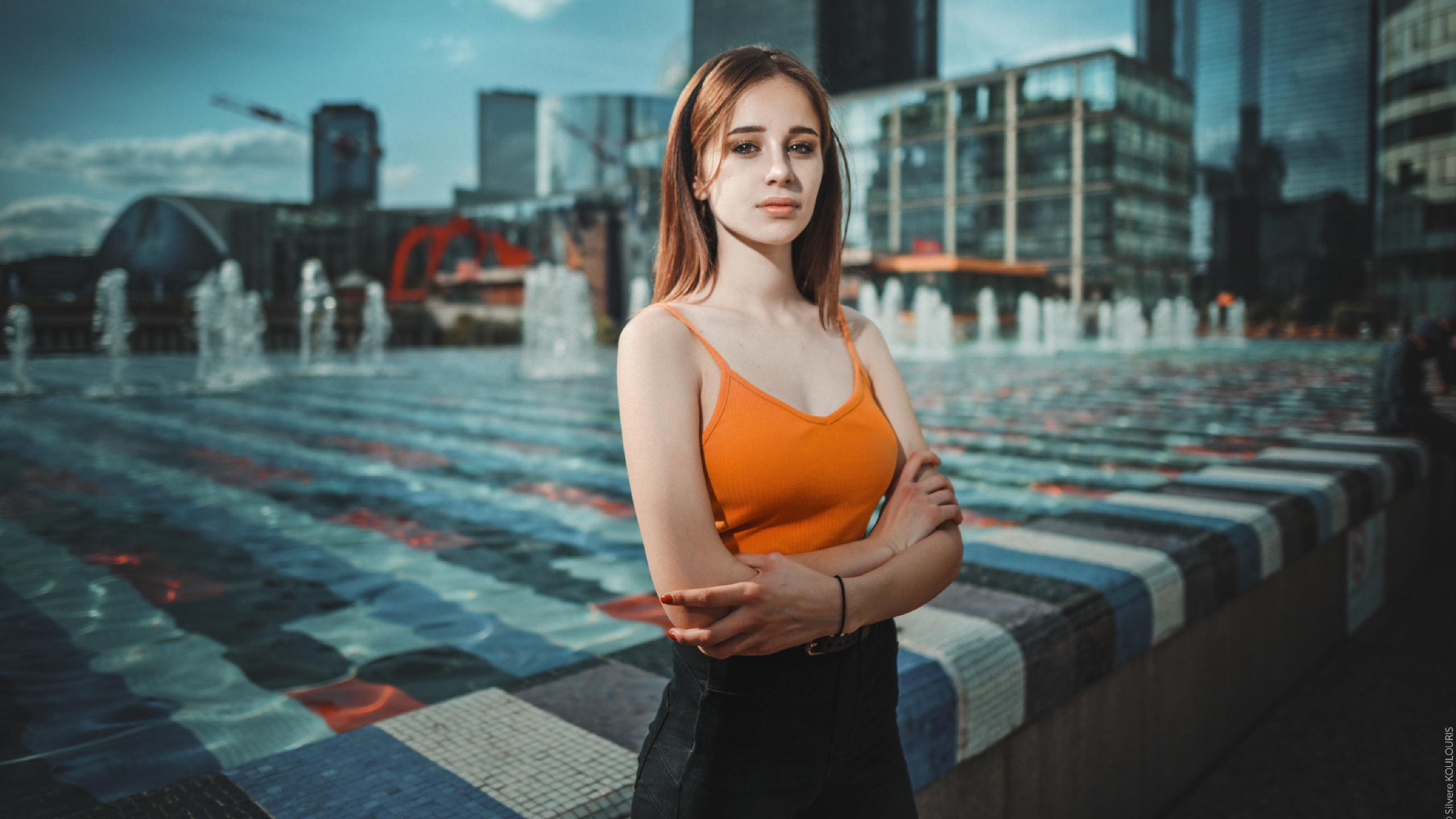 2560x1440 Cute Model in Orange 1440P Resolution Wallpaper, HD Girls 4K Wallpaper, Image, Photo and Background