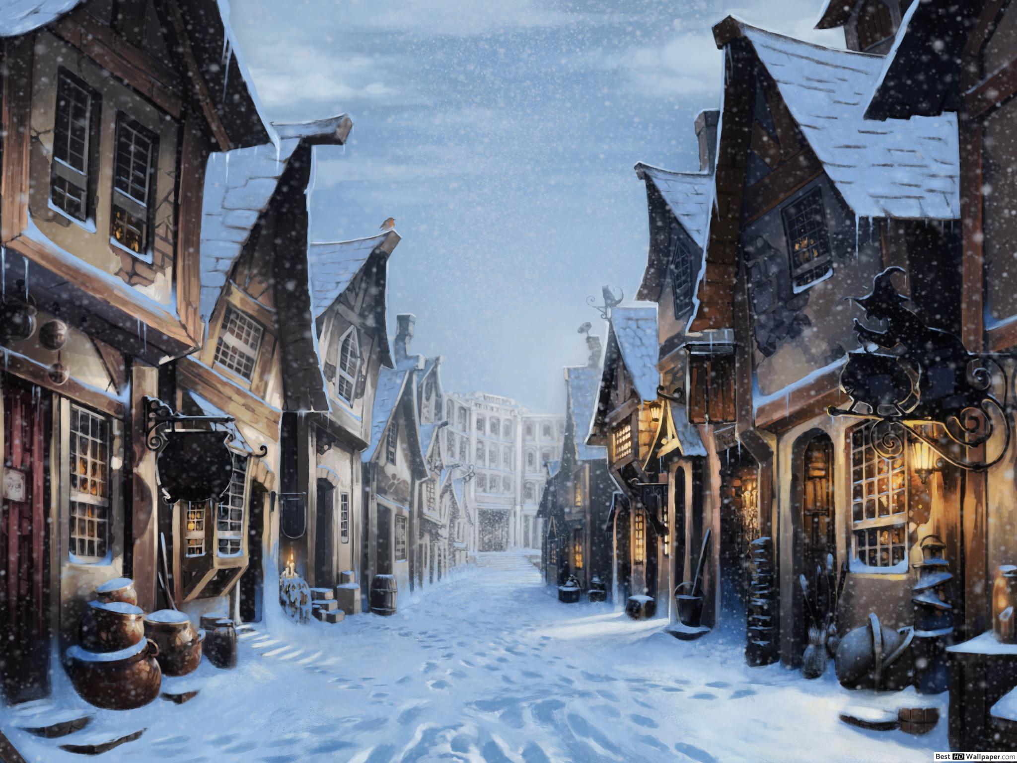 2048x1536 Winter in Harry Potter's Diagon Alley HD wallpaper download