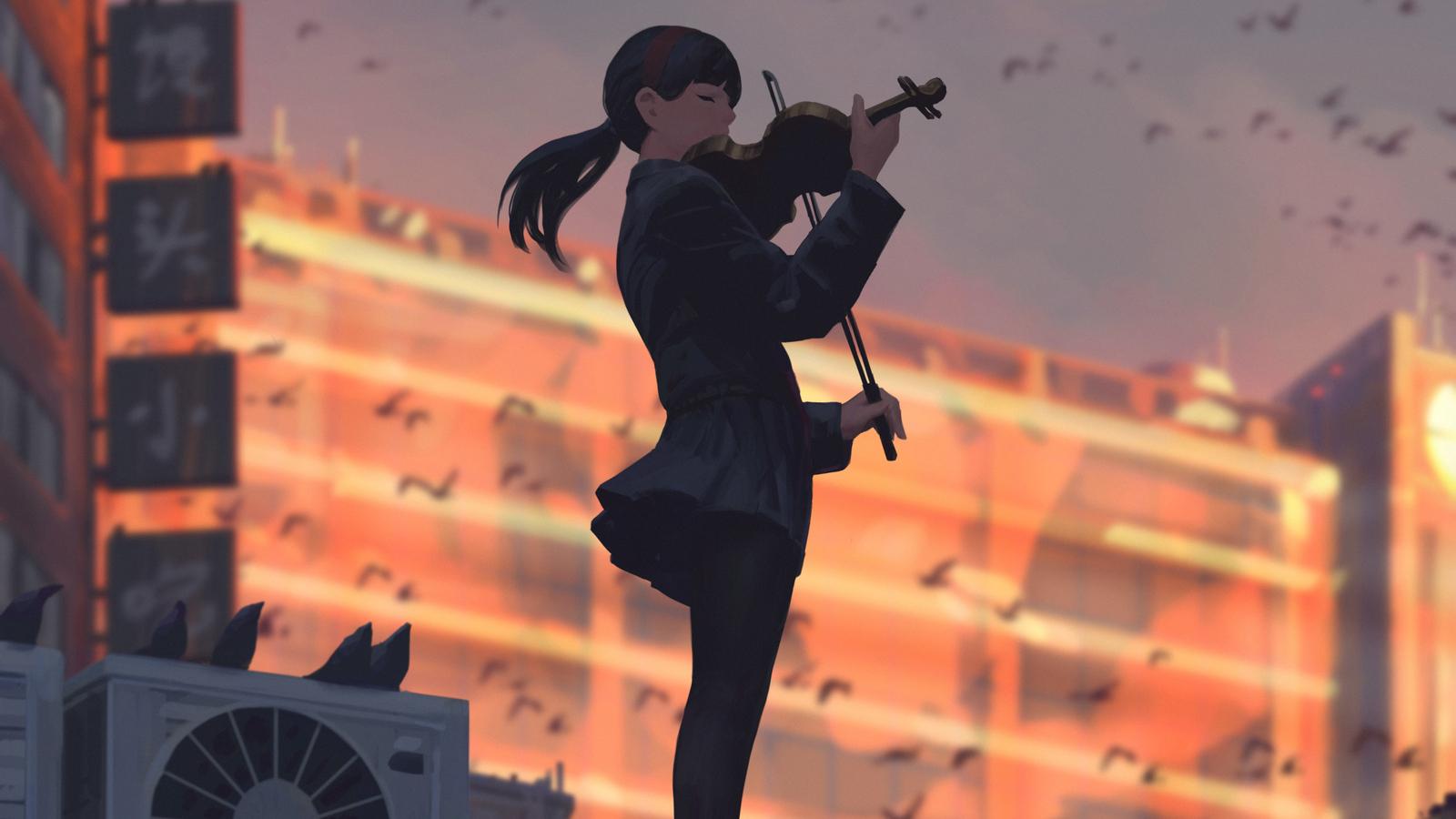 Anime Girl Playing Guitar Instrument Music Cute  Anime Girl Playing  Guitar HD wallpaper  Pxfuel