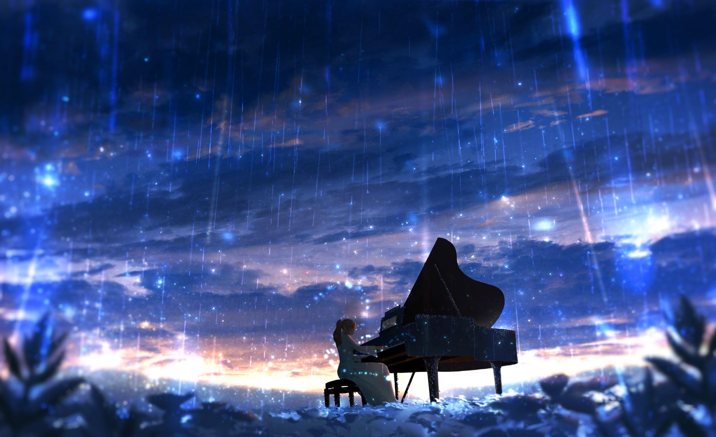 2512x1535 Anime Piano Wallpaper