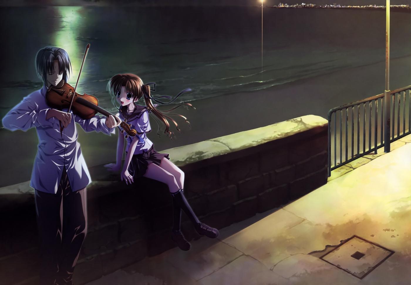 1400x971 Anime Girl With Instrument Wallpaperx971
