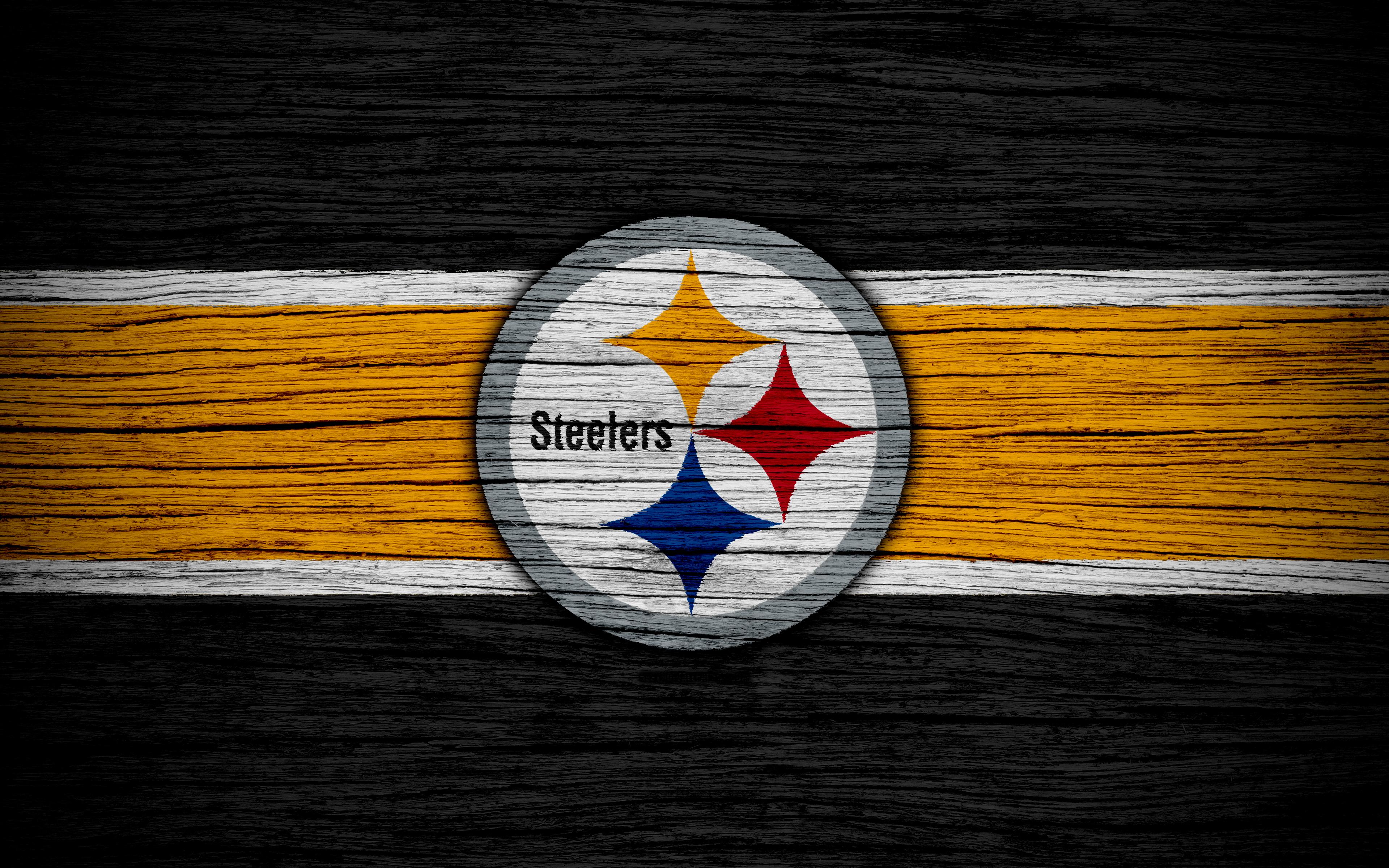 3840x2400 Download wallpaper Pittsburgh Steelers, NFL, 4k, wooden texture, american football, logo, emblem, Pittsburgh, Pennsylvania, USA, National Football League, American Conference for desktop with resolution 3840x2400. High Quality HD picture wallpaper