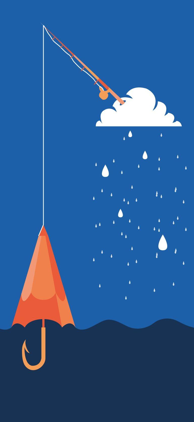 768x1664 Vector Art Umbrella Minimalist Mobile Wallpaper Download