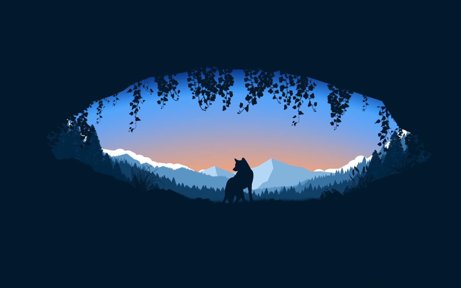 1920x1200 Digital art, fox, landscape, nature, fantasy art, minimalism • Wallpaper For You HD Wallpaper For Desktop & Mobile