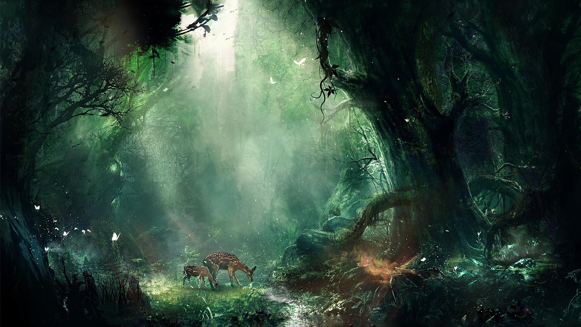 1920x1080 jungle, fantasy, deer 1080P Laptop Full HD Wallpaper, HD Fantasy 4K Wallpaper, Image, Photo and Background