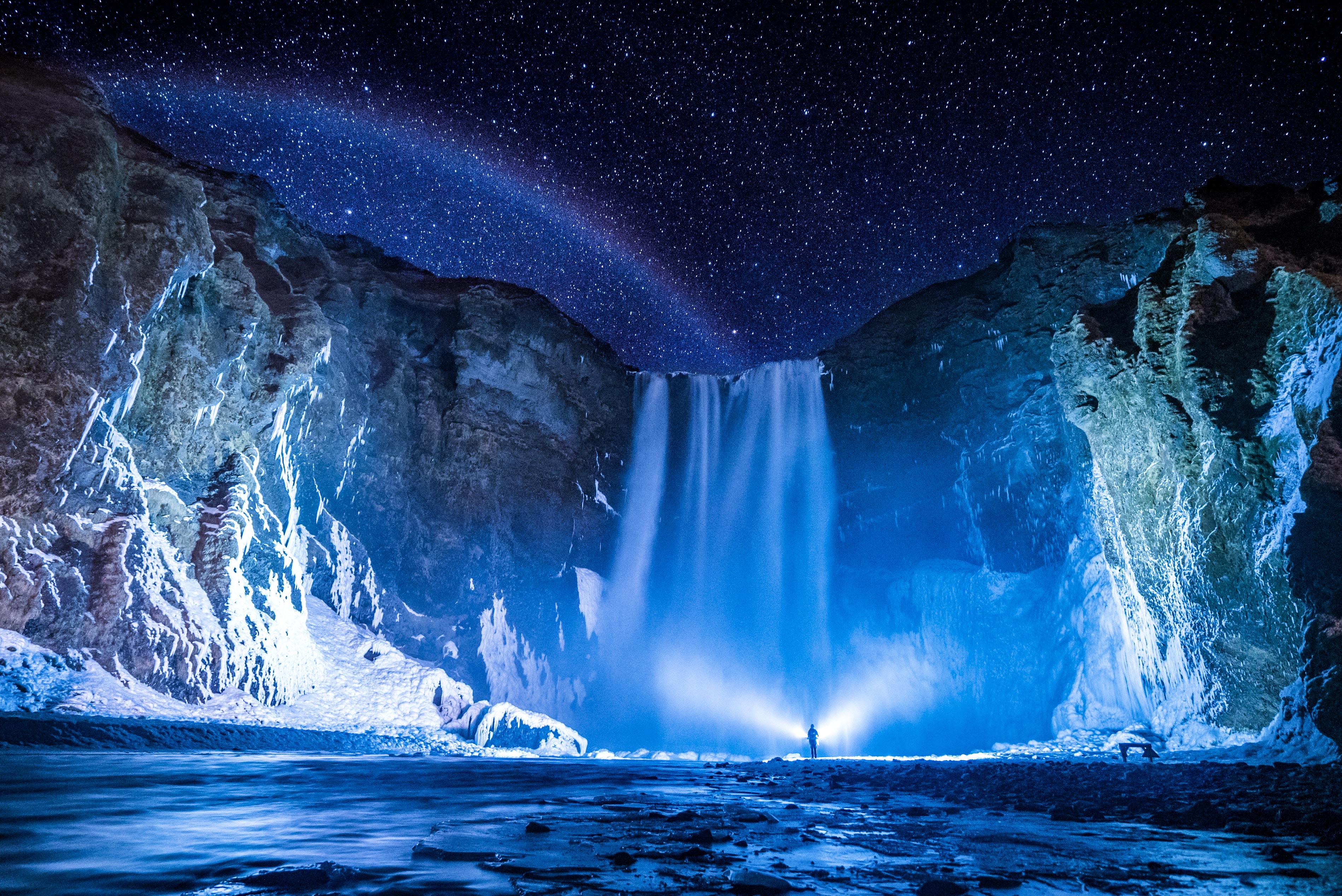 3797x2536 3797x2536 #rocks, #nightshot, #mountain, #flashlight, #waterfall, #long exposure, #water, #iceland, #stars, #skogar, #Free picture, #night sky, #outdoors, #nightsky, #river, #nature, #skogafoss, #lake. Mocah HD Wallpaper
