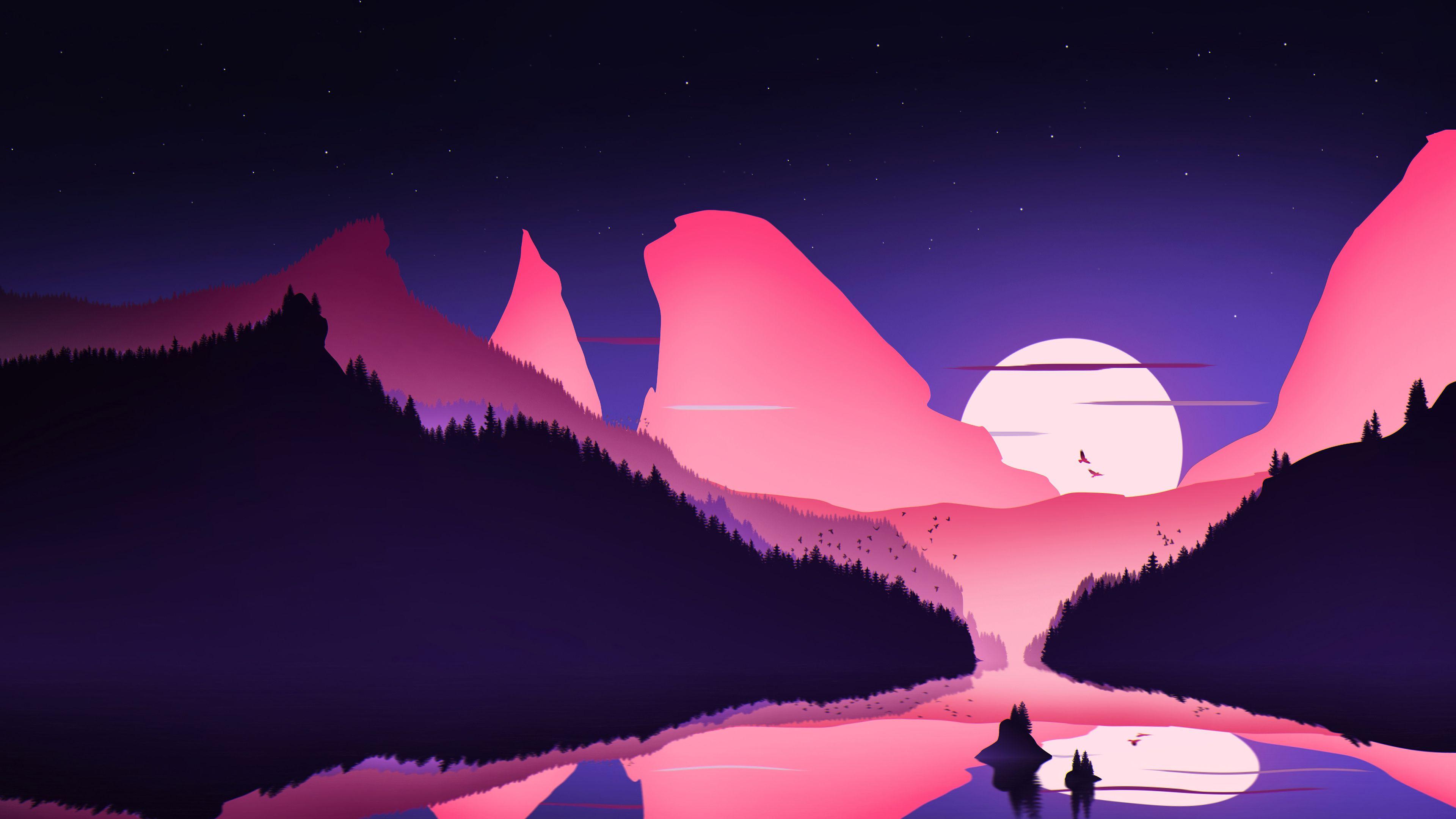 3840x2160 Retro Mountains Wallpaper