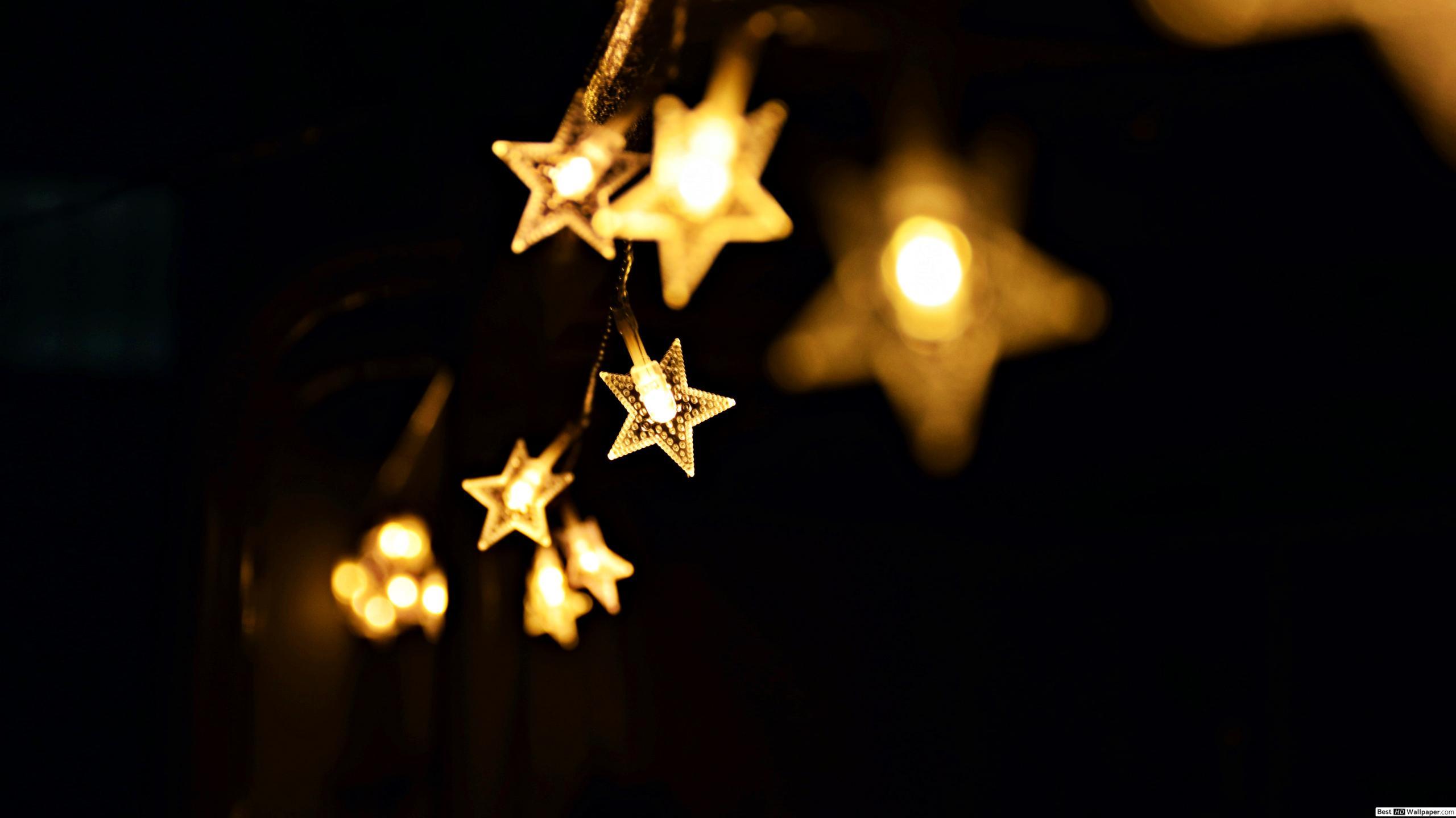 2560x1440 Christmas warm star lights HD wallpaper download