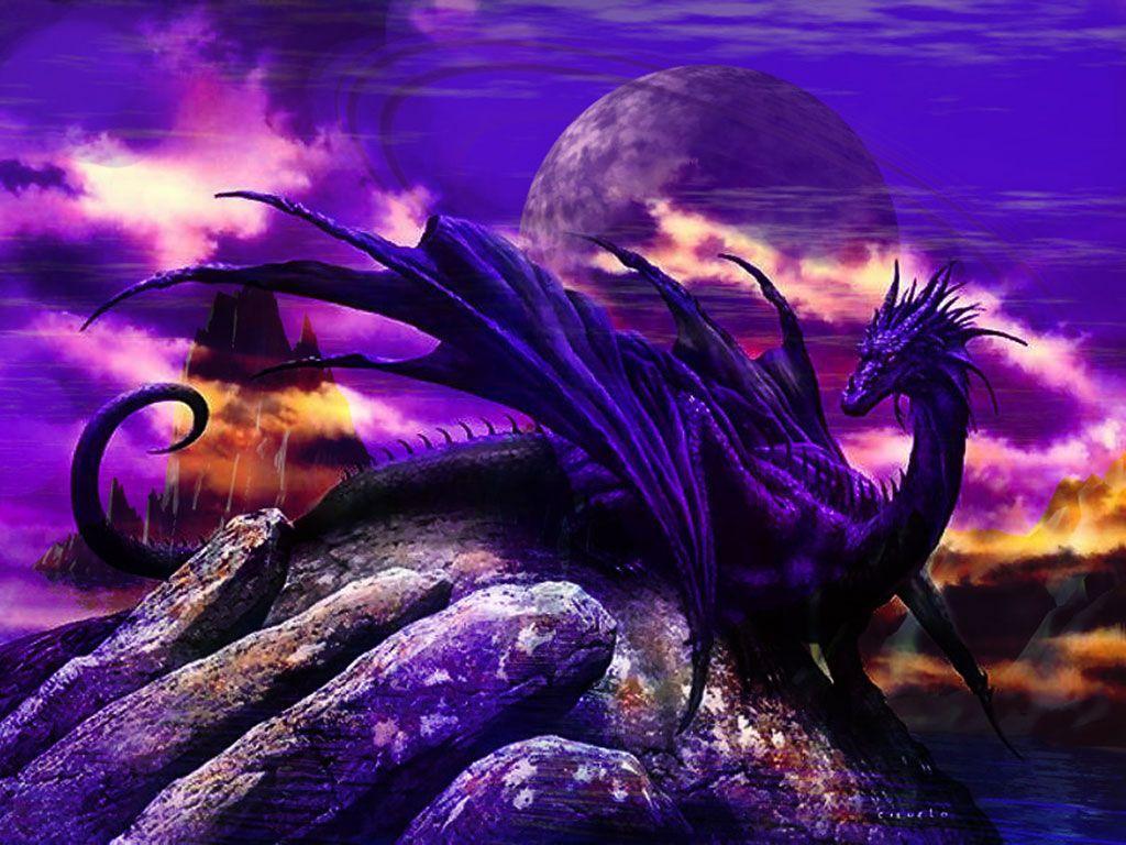 1024x768 Purple Dragon Wallpaper