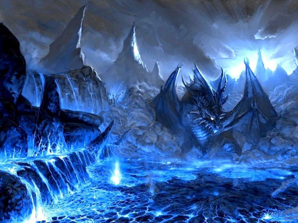 1024x768 Blue Dragon Wallpaper HD