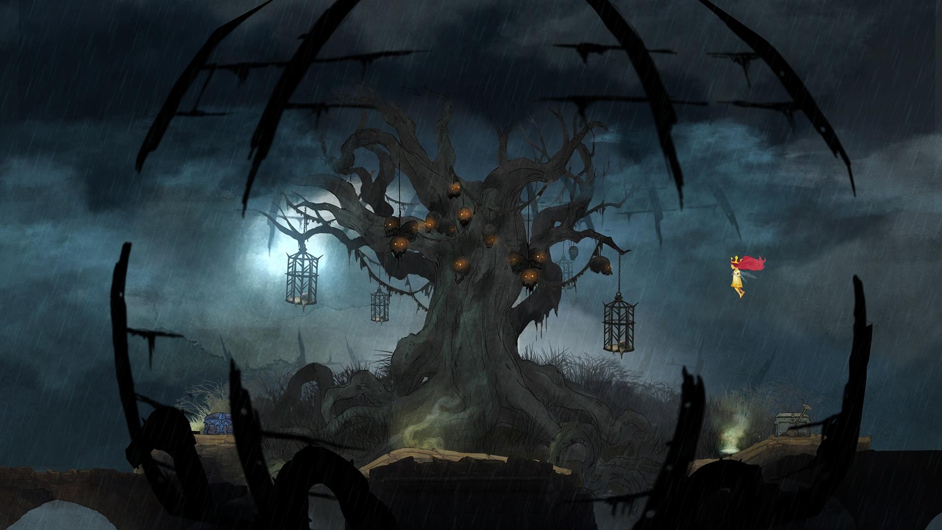 1920x1080 terraria wallpaper, action adventure game, pc game, screenshot, sky, adventure game, games, darkness, fiction, tree, strategy video game