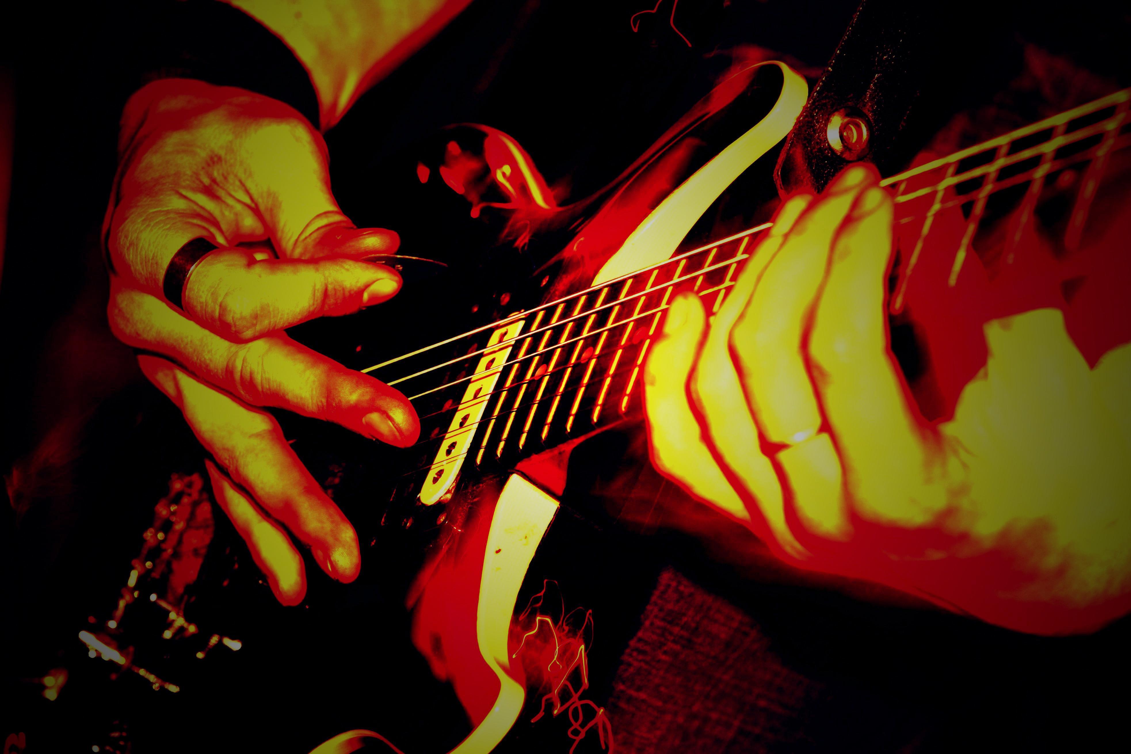 3931x2621 Jamming On Live Guitar Metal Wallpaper HD