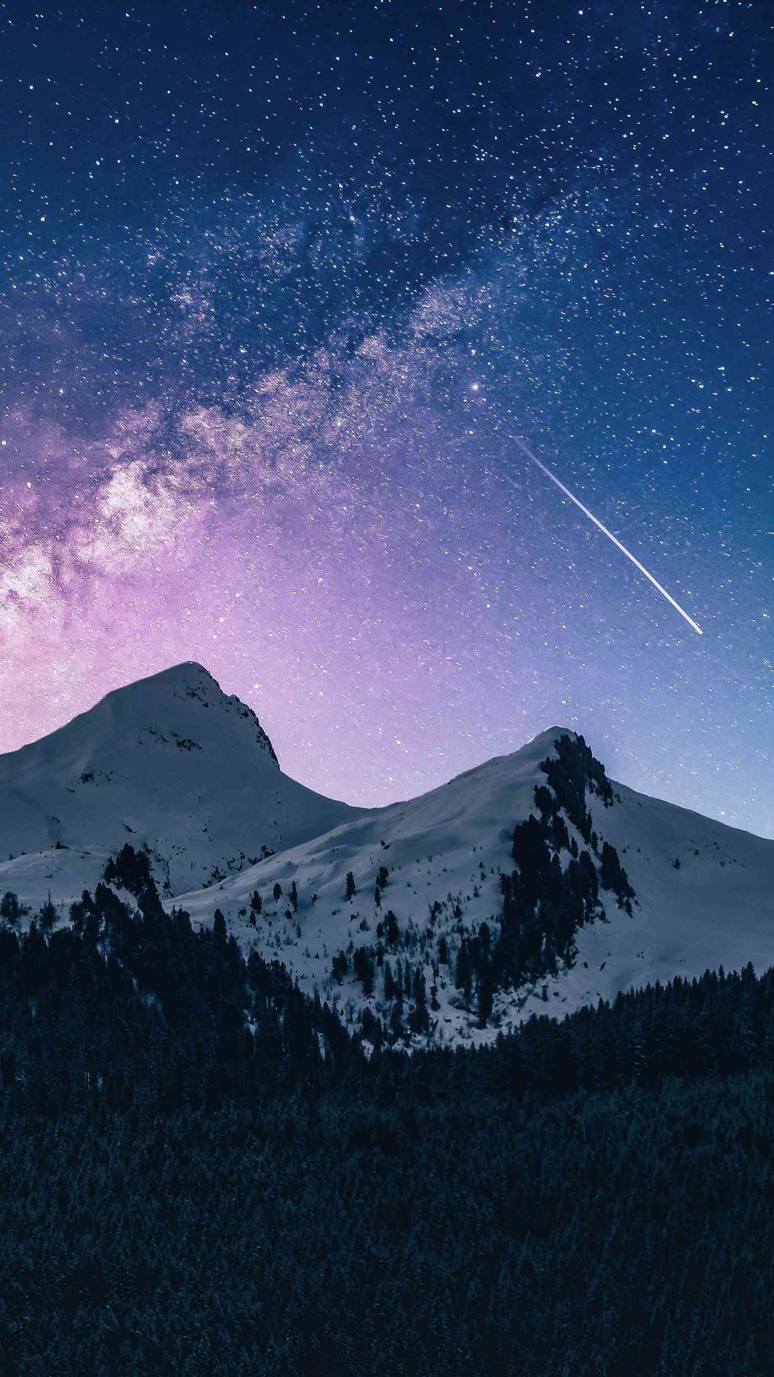 1537x2733 Snow Mountain Night Space Meteor IPhone Wallpaper Wallpaper : iPhone Wallpaper