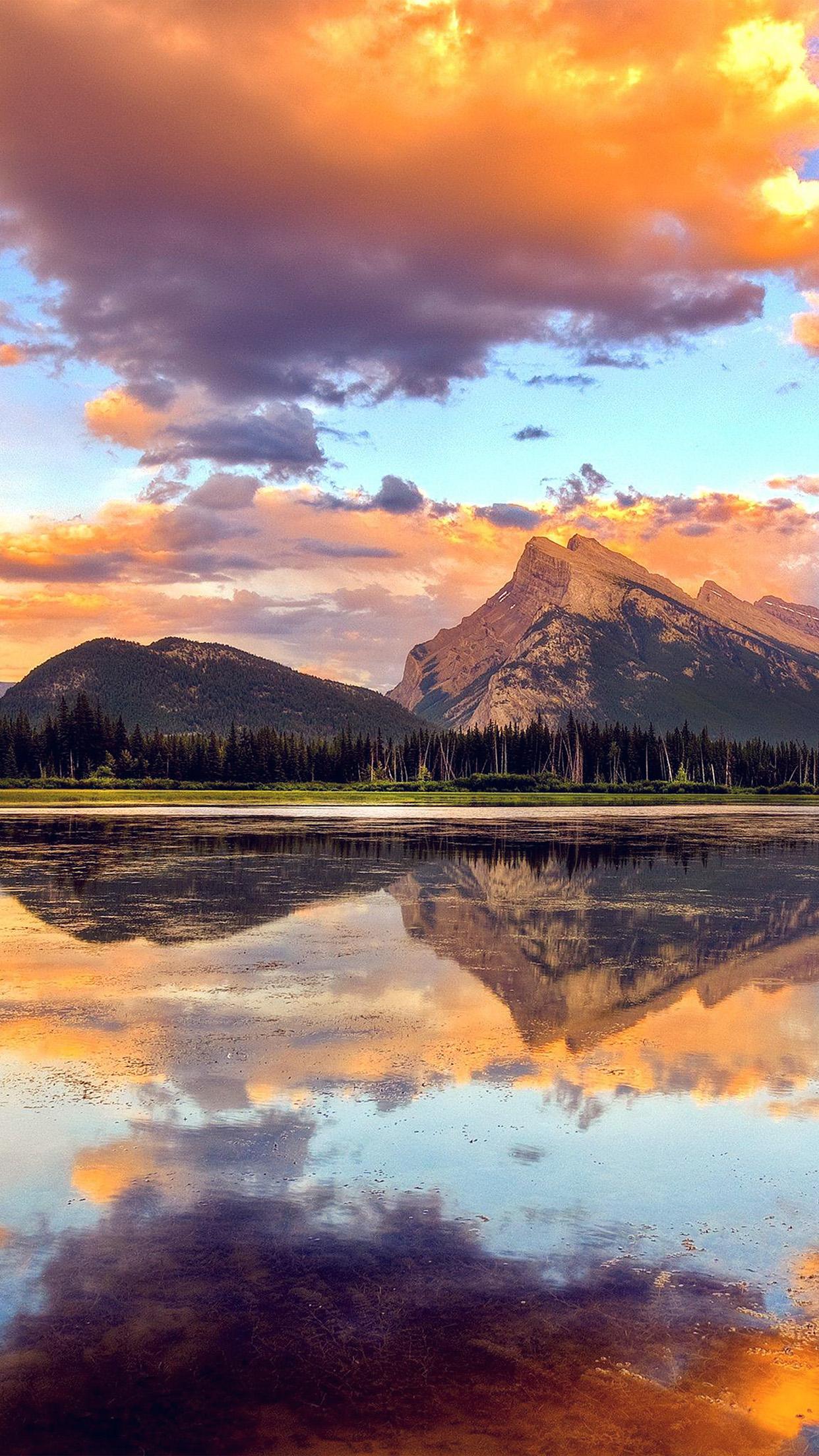 1242x2208 mountain lake sunset nature summer