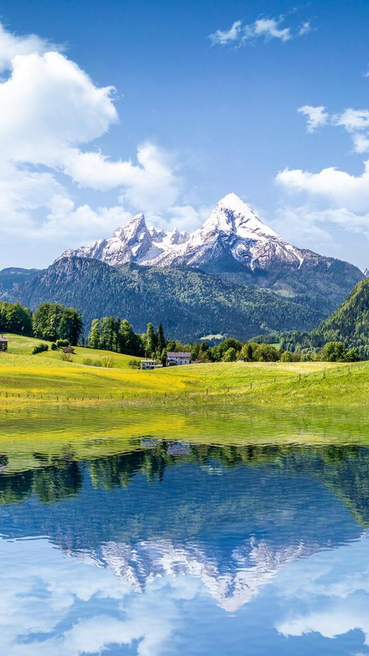 750x1334 Summer Mountain Lake Reflection Landscape iPhone 6 Wallpaper HD
